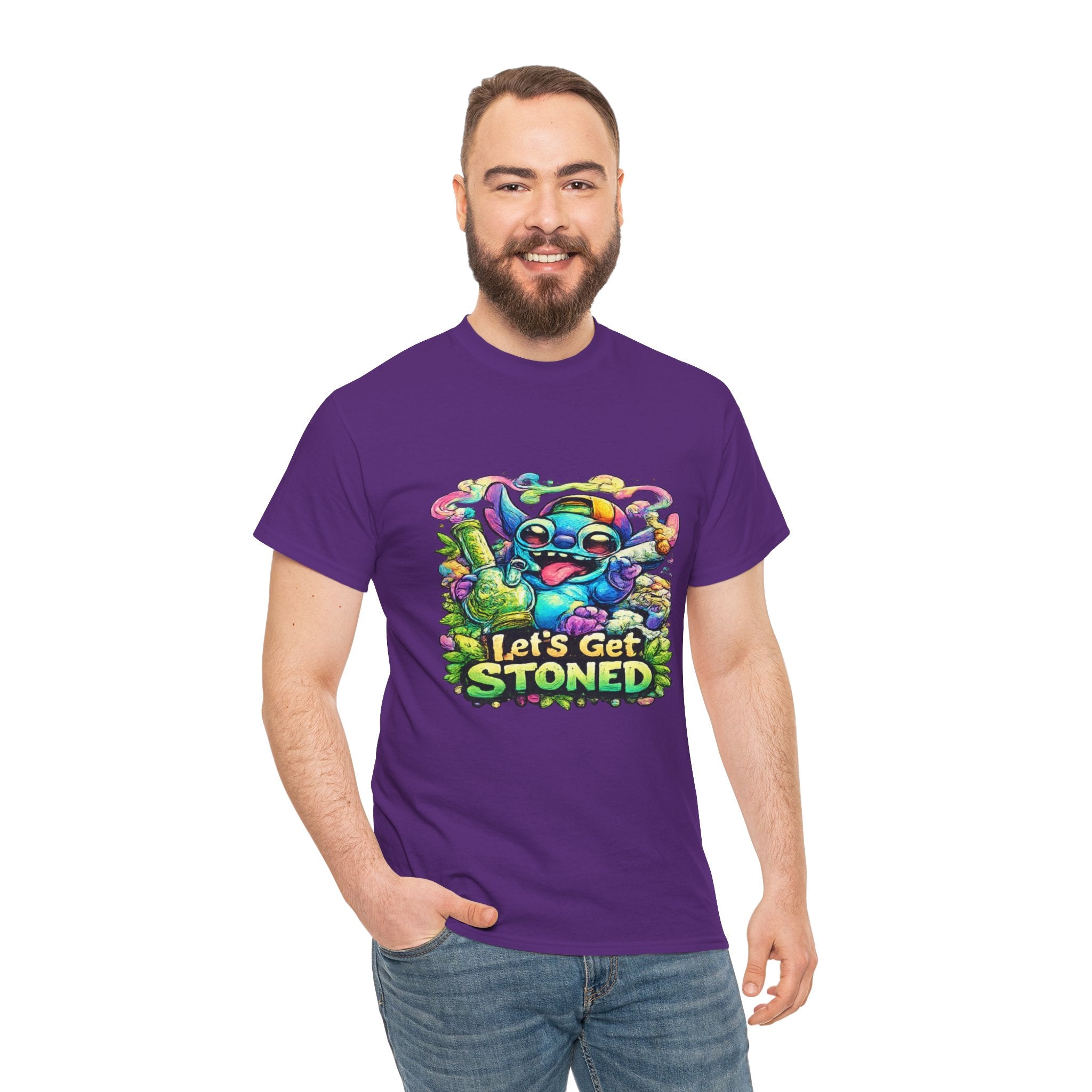 Let's Get Stoned T-Shirt — Colorful Trippy Alien Cannabis Tee