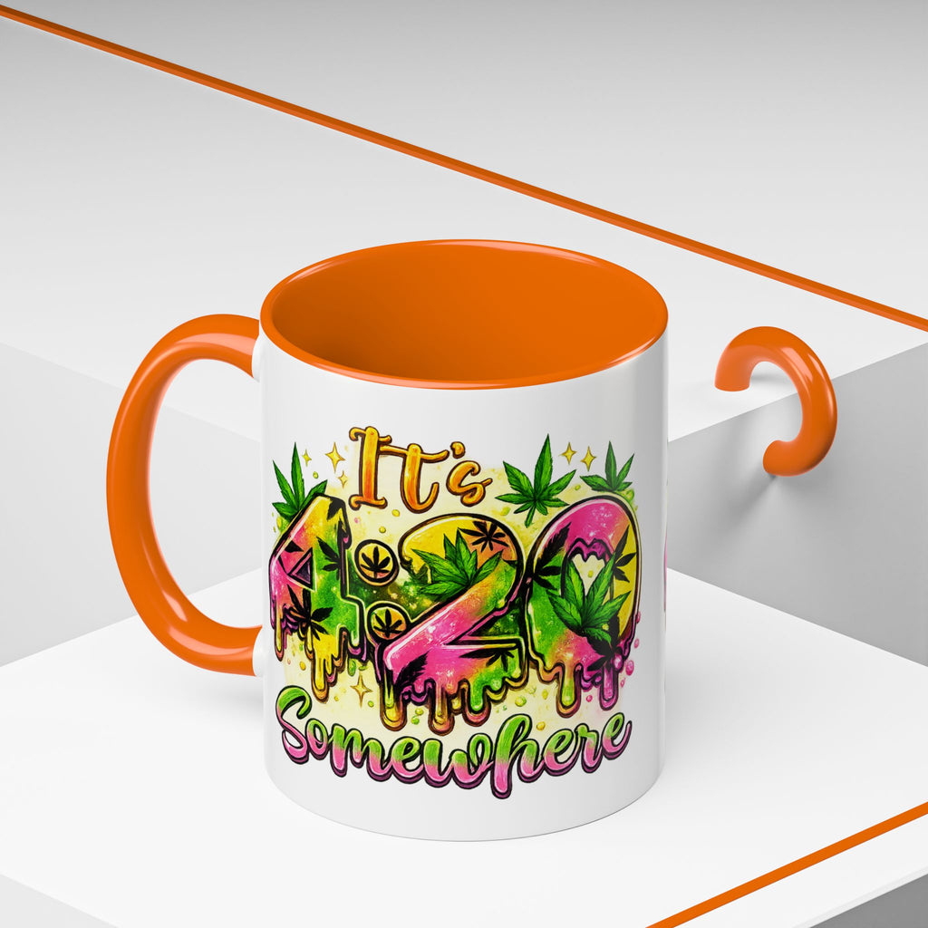 420 Coffee Mug — "It's 420 Somewhere" Accent Tea Cup, Weed-Themed Stoner Gift