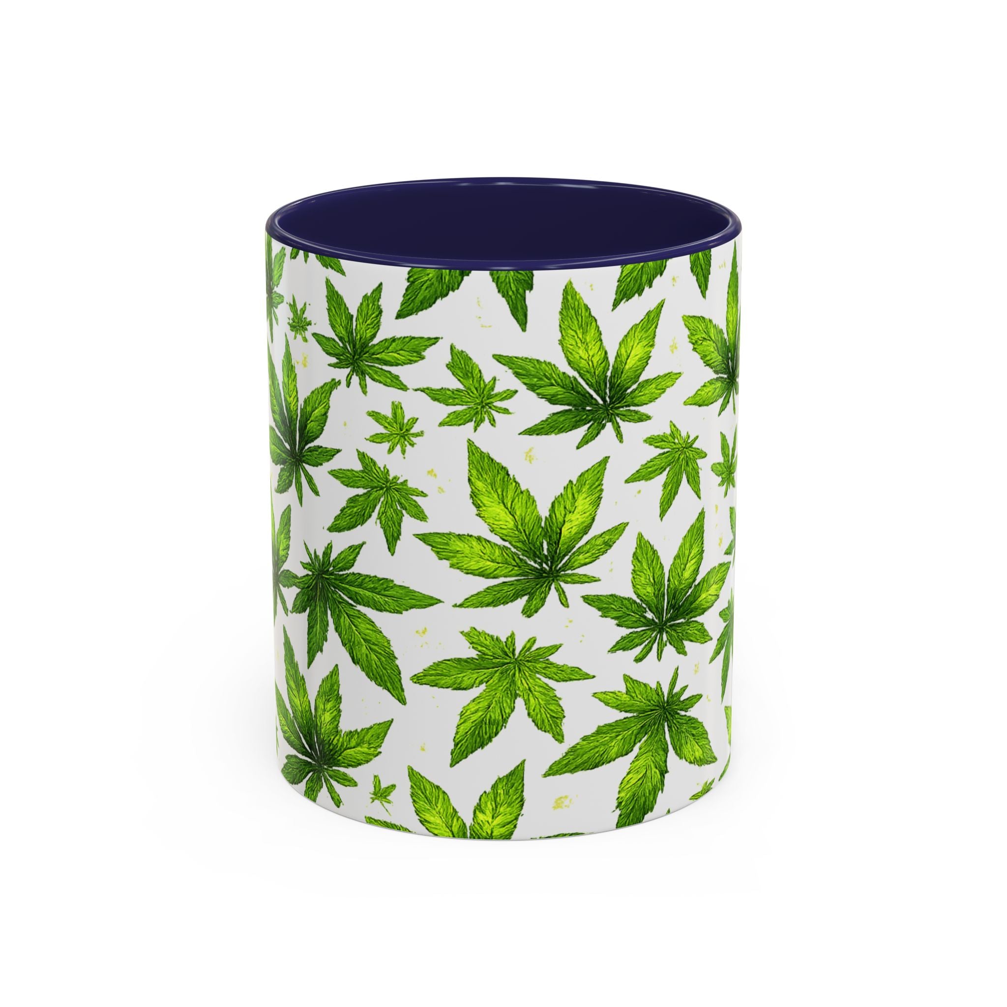 Cannabis Leaf Pattern Accent Coffee Mug – 11/15oz Ceramic