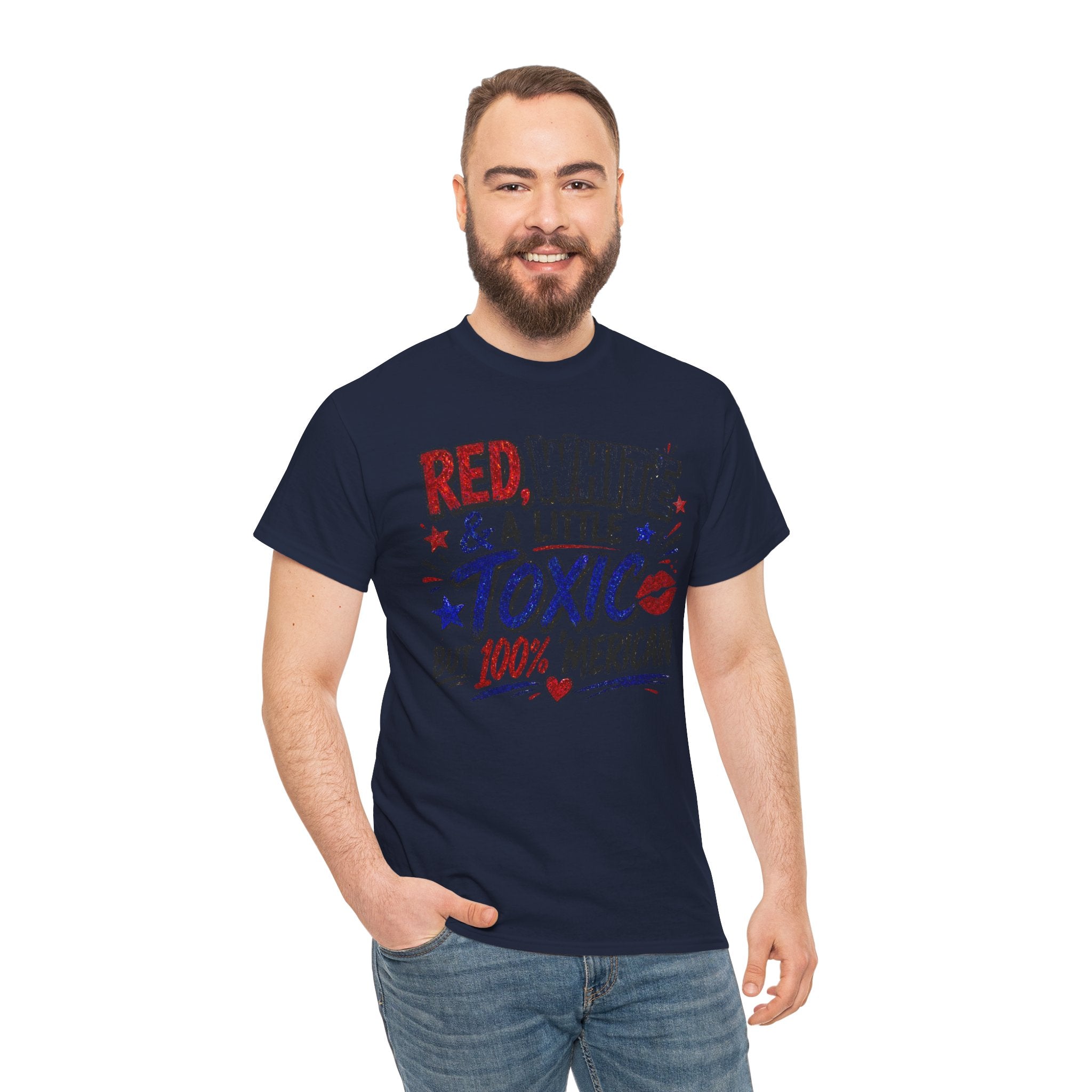 Patriotic 'Red, White & a Little Toxic but 100% Merican' Graphic Tee