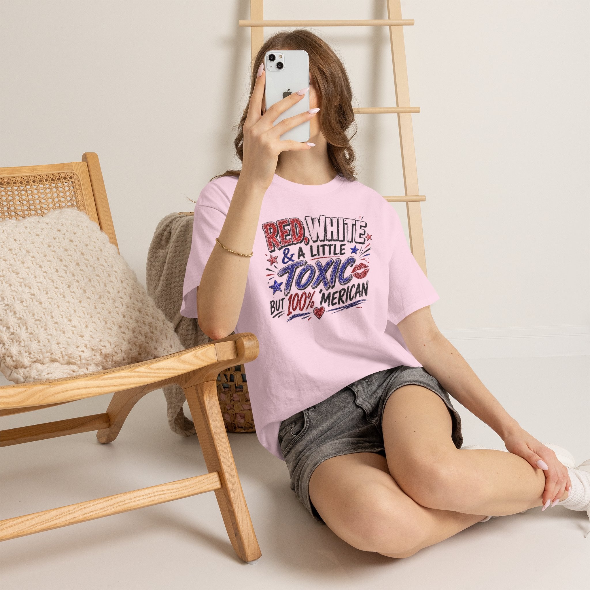 Patriotic 'Red, White & a Little Toxic but 100% Merican' Graphic Tee