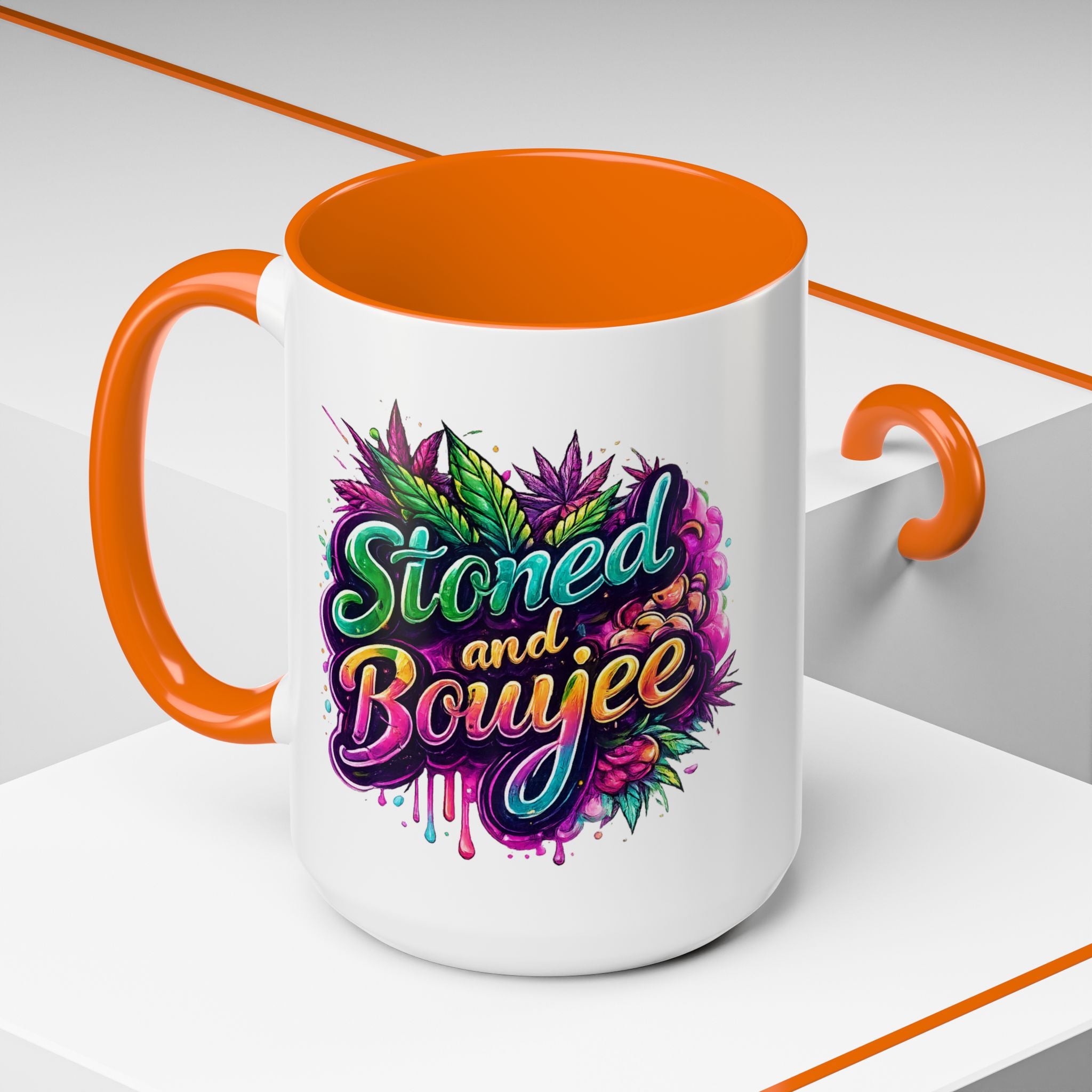 Accent Coffee Mug — "Stoned and Boujee" Colorful Cannabis Art