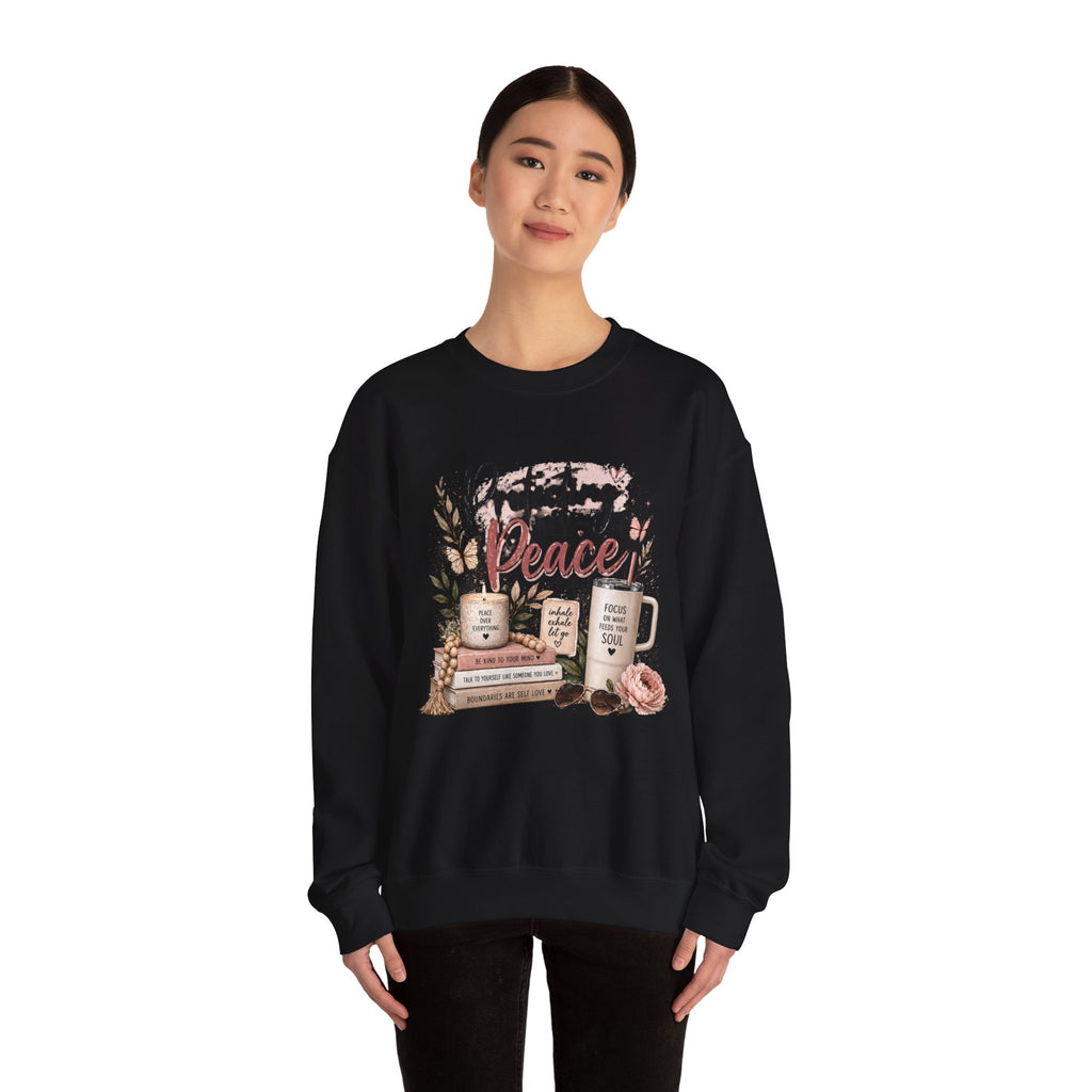 Crewneck Sweatshirt – "Protecting My Peace" Cozy Floral Graphic