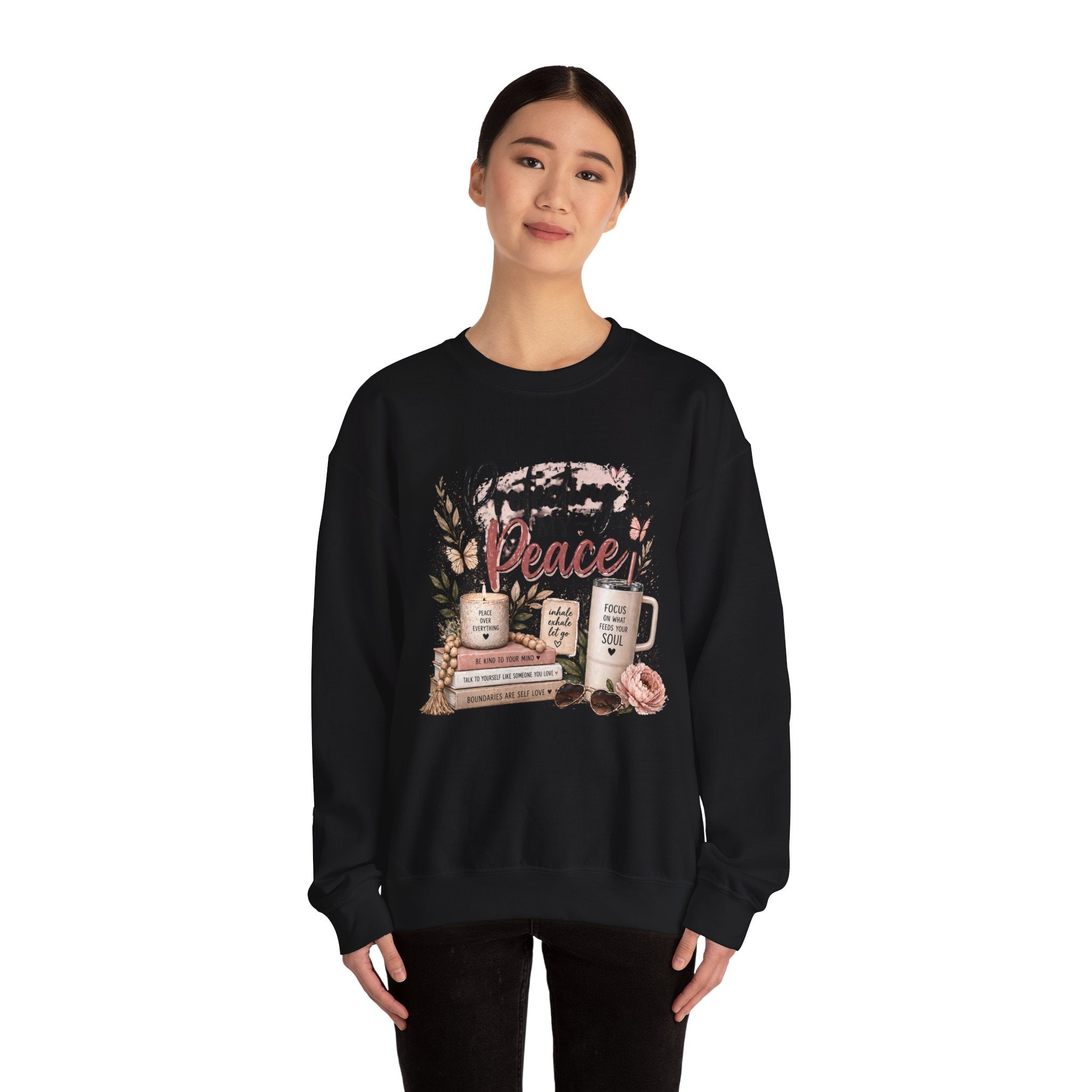Crewneck Sweatshirt – "Protecting My Peace" Cozy Floral Graphic