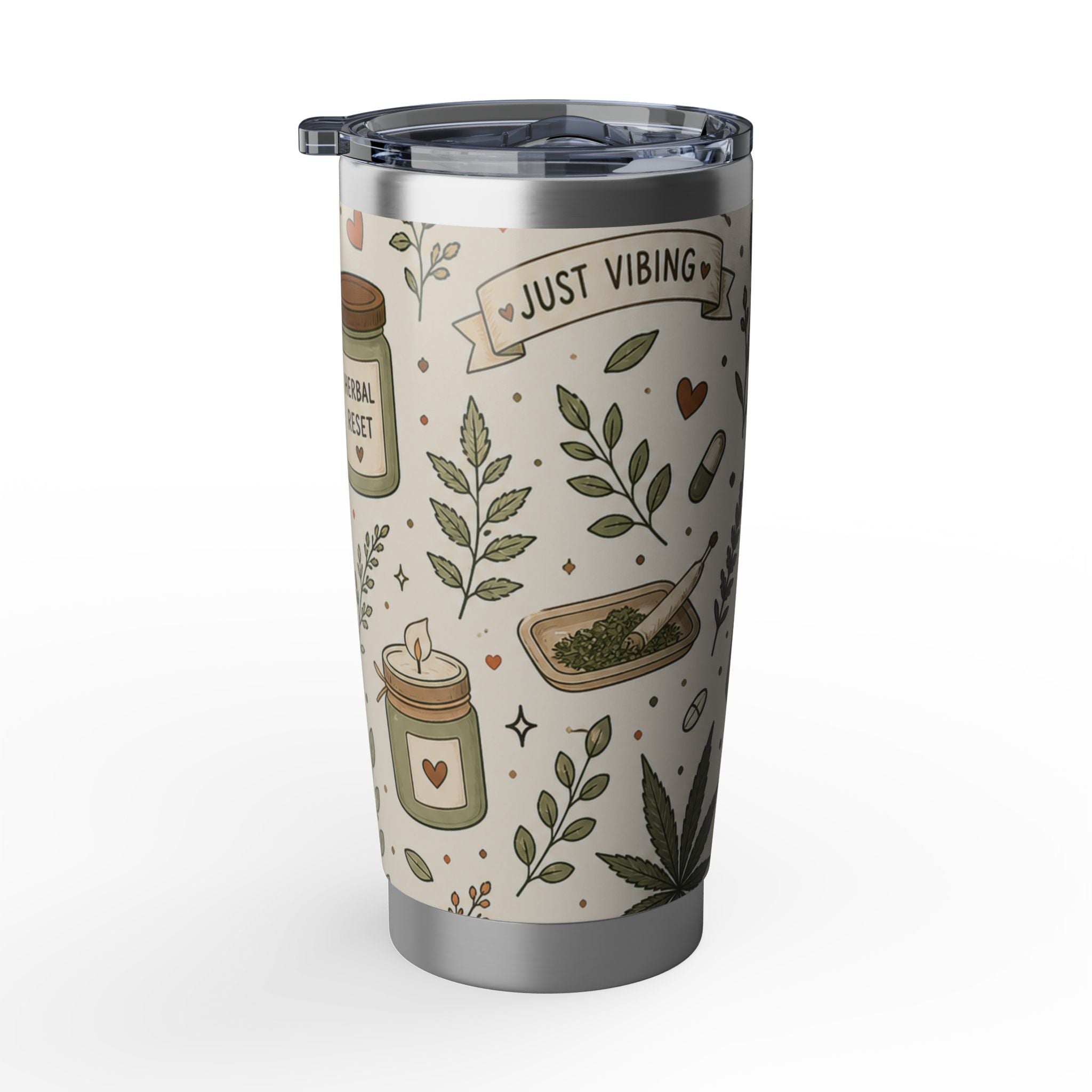 Herbal Reset 20oz Tumbler — Botanical Cannabis Leaf Travel Cup