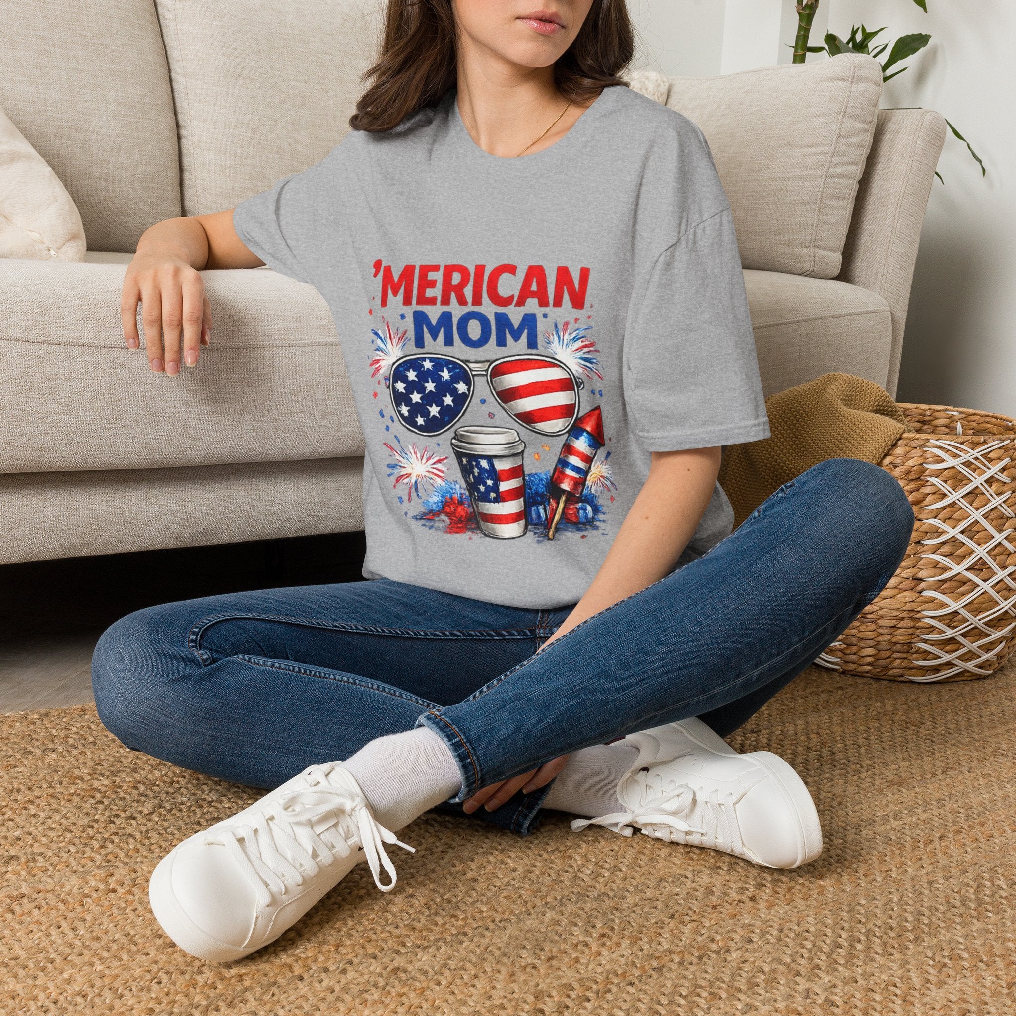 'Merican Mom T-Shirt — Patriotic 4th of July Graphic Tee for Moms