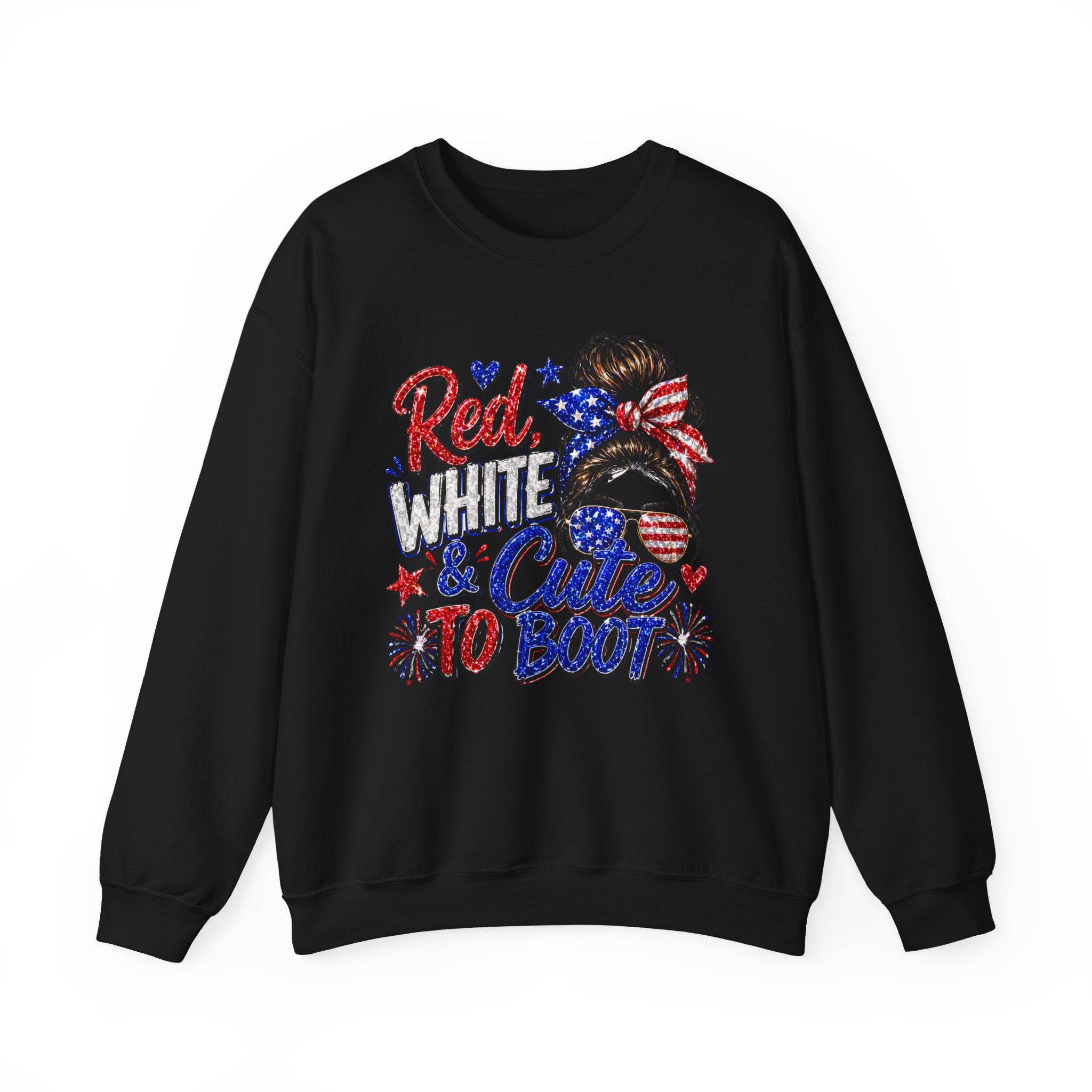 Crewneck Sweatshirt - "Red, White & Cute to Boot" Patriotic Women’s Graphic