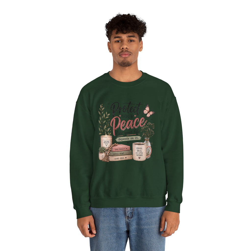 Protect Your Peace Crewneck Sweatshirt – Cozy Inspirational Quote Design