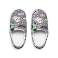 Ghostly Night Women's Indoor Slippers — Cute Pastel Halloween Ghosts & Moon Pattern