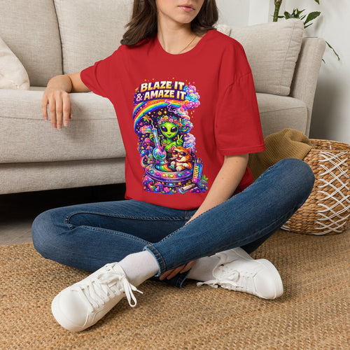 Alien Rainbow Tee - "Blaze It & Amaze It" Psychedelic Graphic T-Shirt