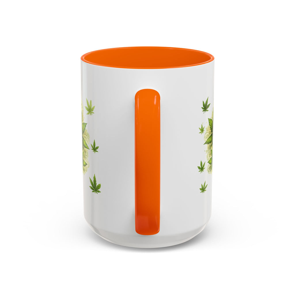 Cannabis 420 Accent Coffee Mug — Indica & Sativa Leaf Pattern (11/15oz)