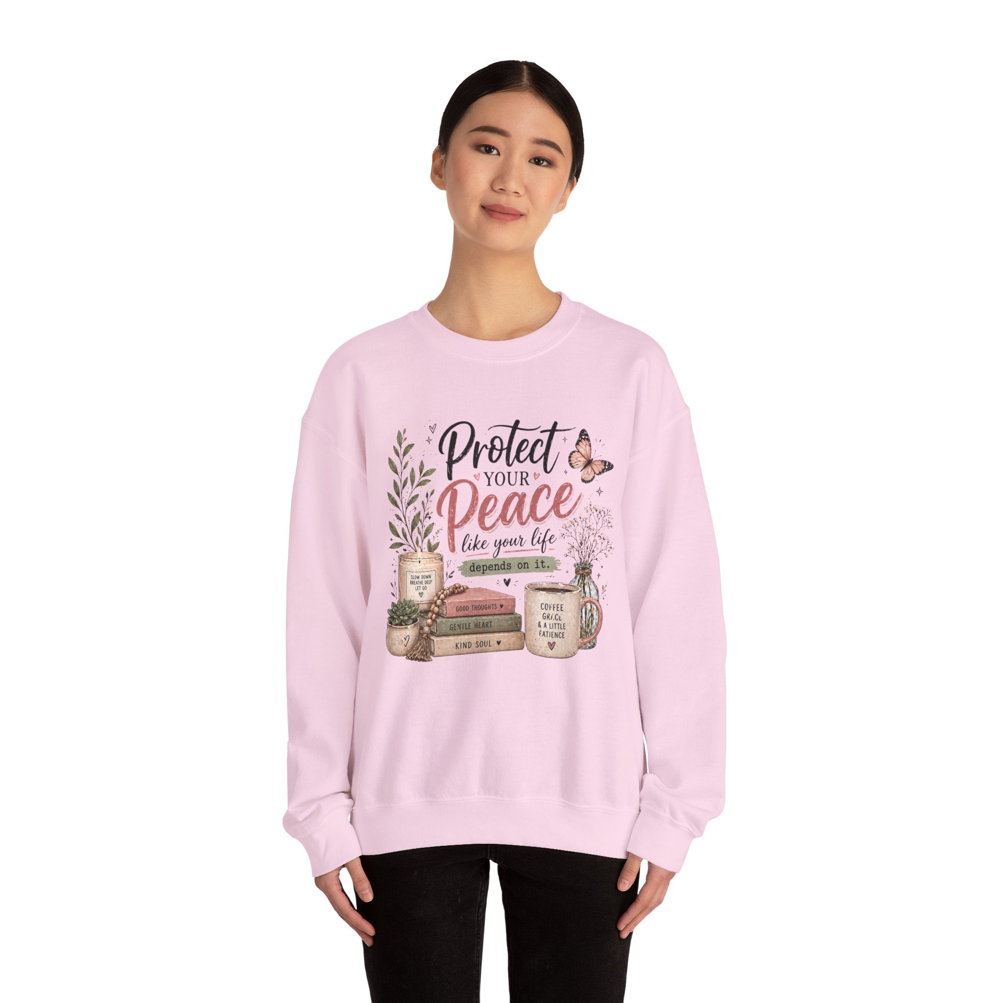 Protect Your Peace Crewneck Sweatshirt – Cozy Inspirational Quote Design