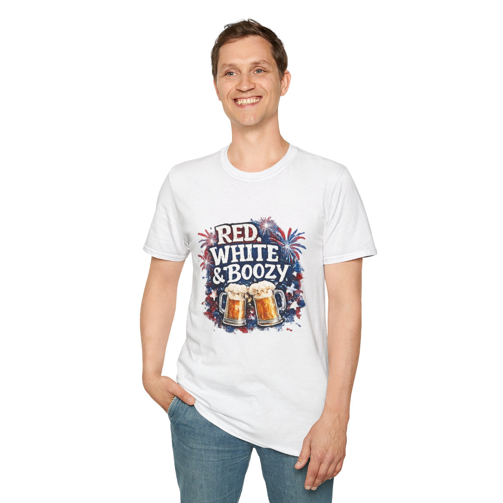 Red, White & Boozy Beer T-Shirt — Patriotic 4th of July Party Tee