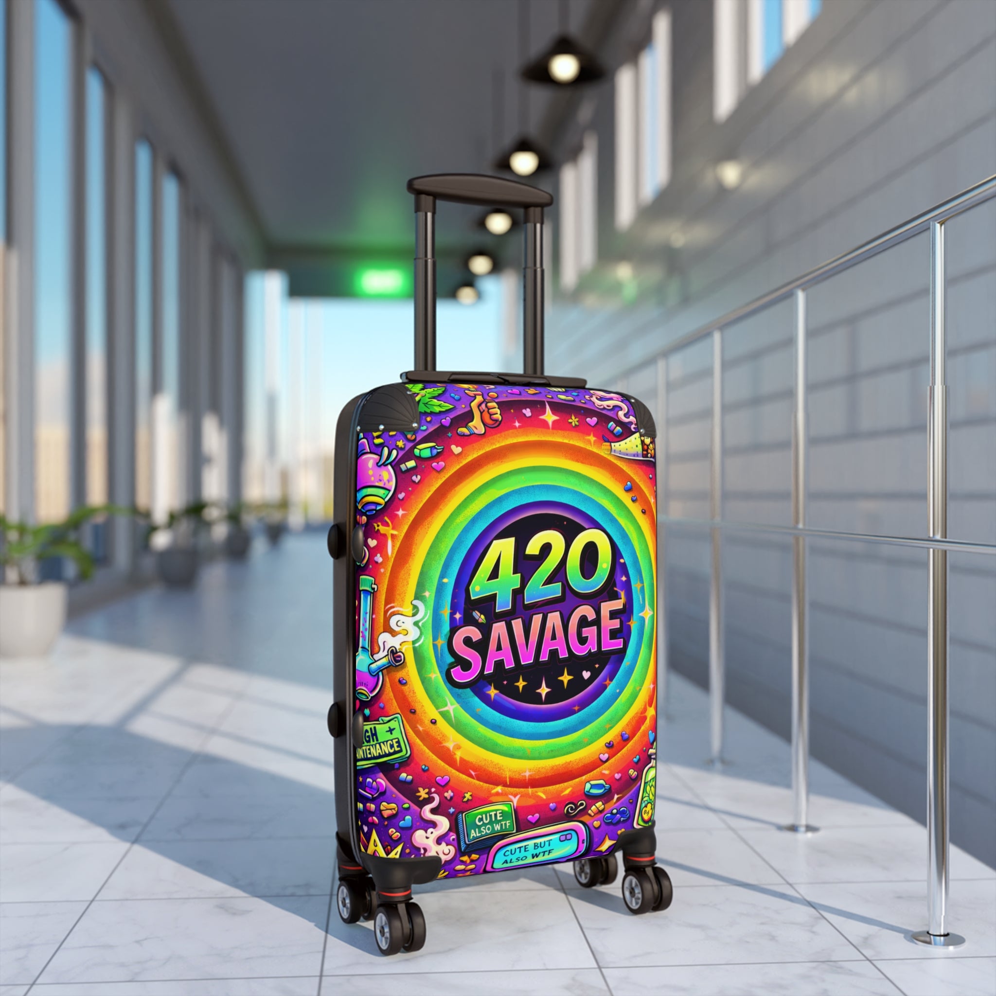 Suitcase — 420 Savage Colorful Rolling Luggage (Psychedelic Rainbow Travel Case)