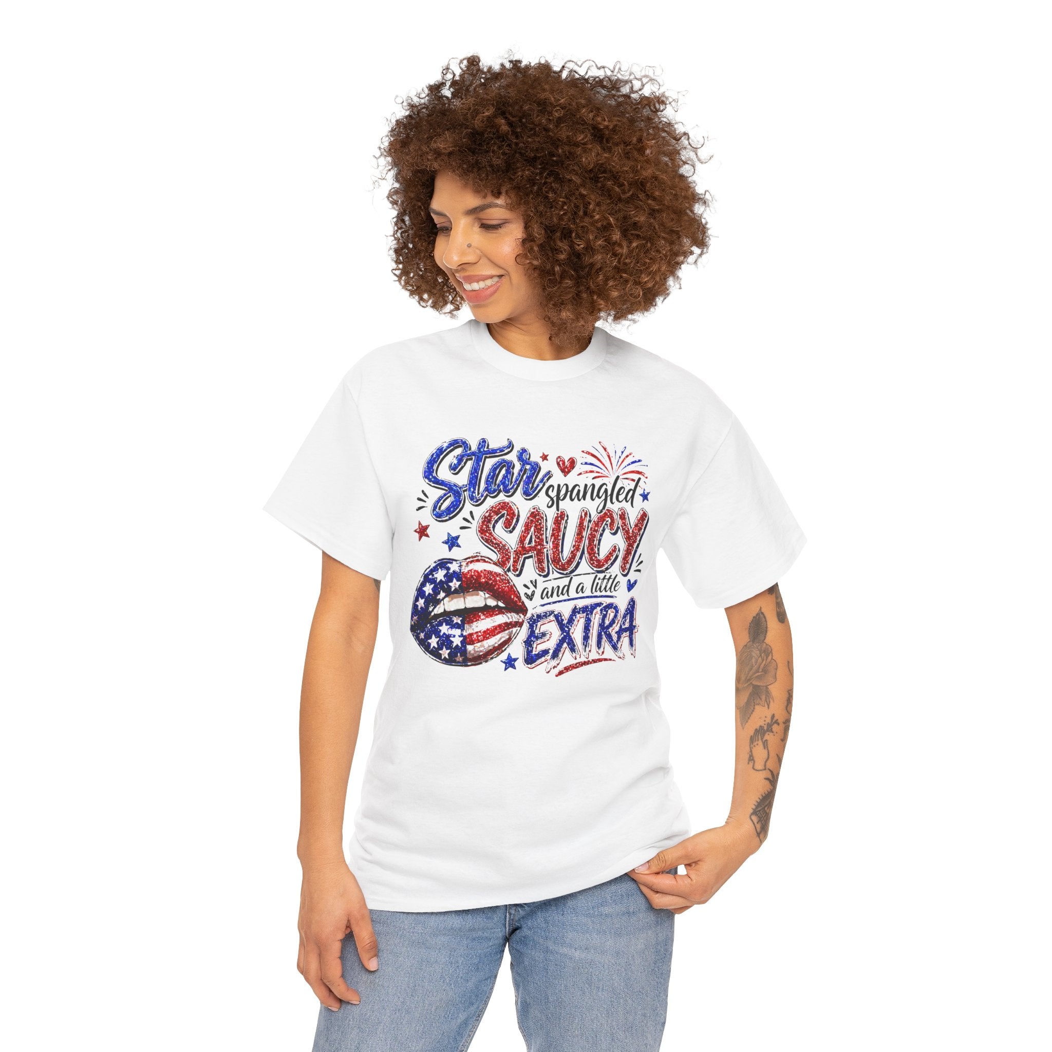 Patriotic “Star-Spangled Saucy & a Little Extra” Tee