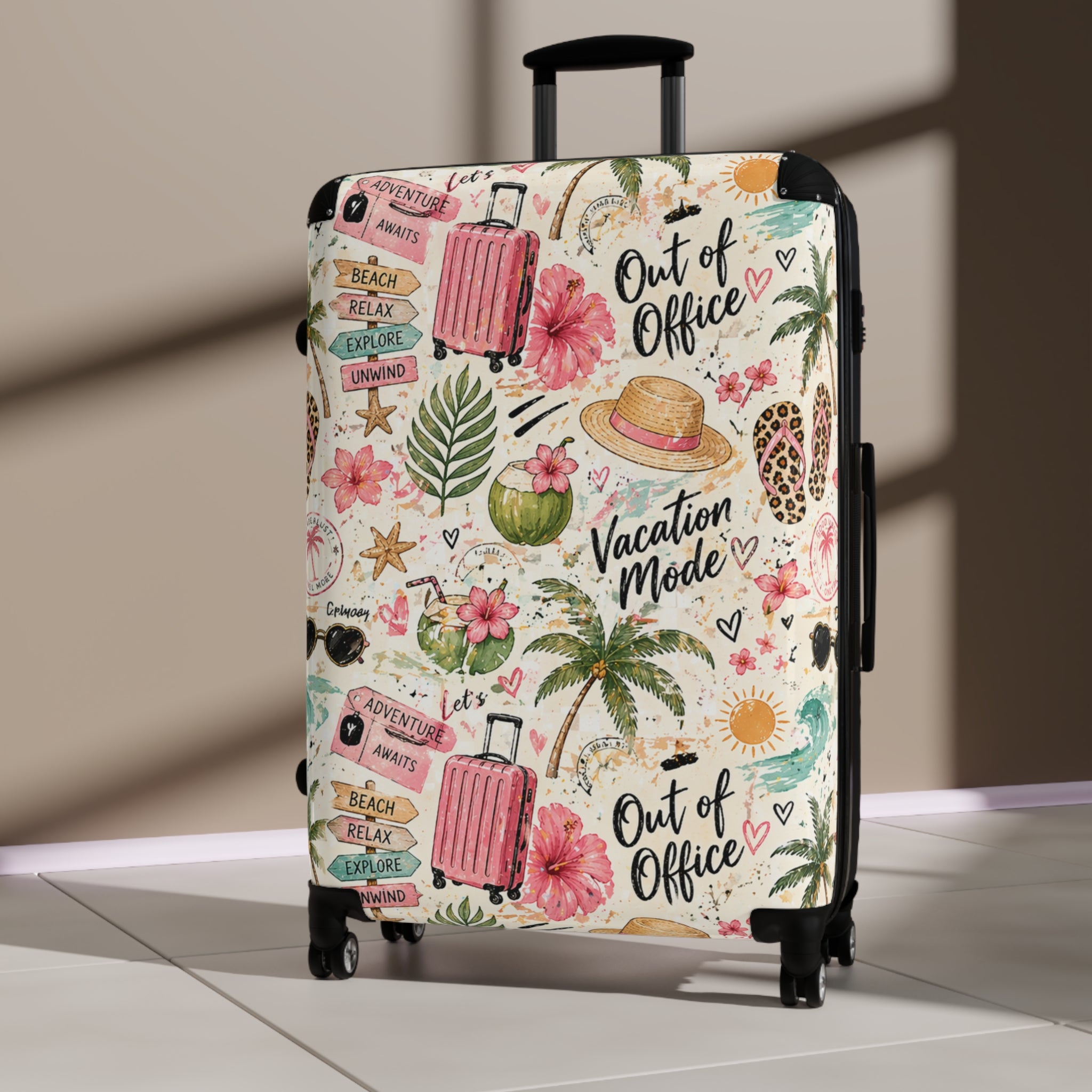 Suitcase - 'Vacation Mode' Tropical Carry-On Luggage Cover