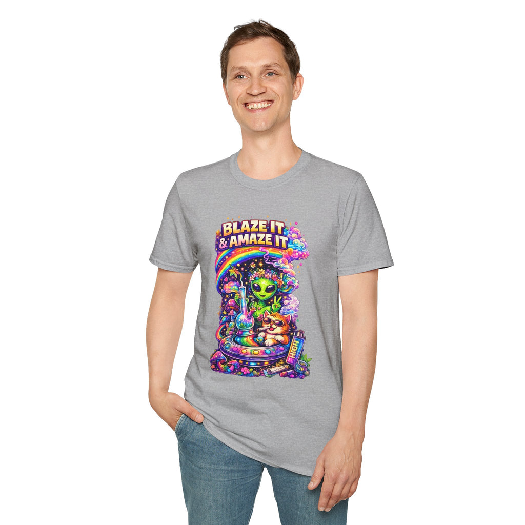 Alien Rainbow Tee - "Blaze It & Amaze It" Psychedelic Graphic T-Shirt