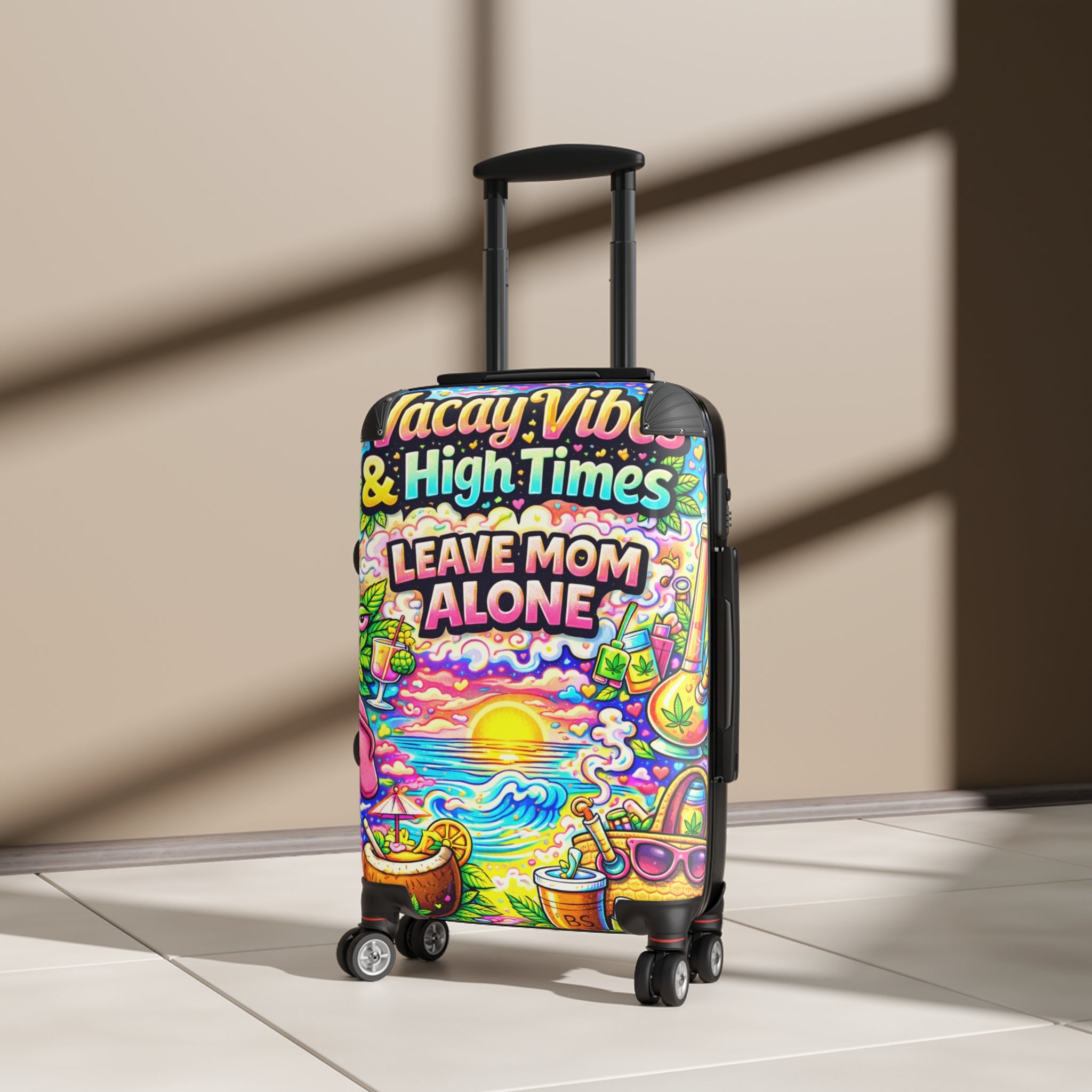 Leave Mom Alone Carry-On Suitcase – Colorful Beach Vibes Travel Luggage