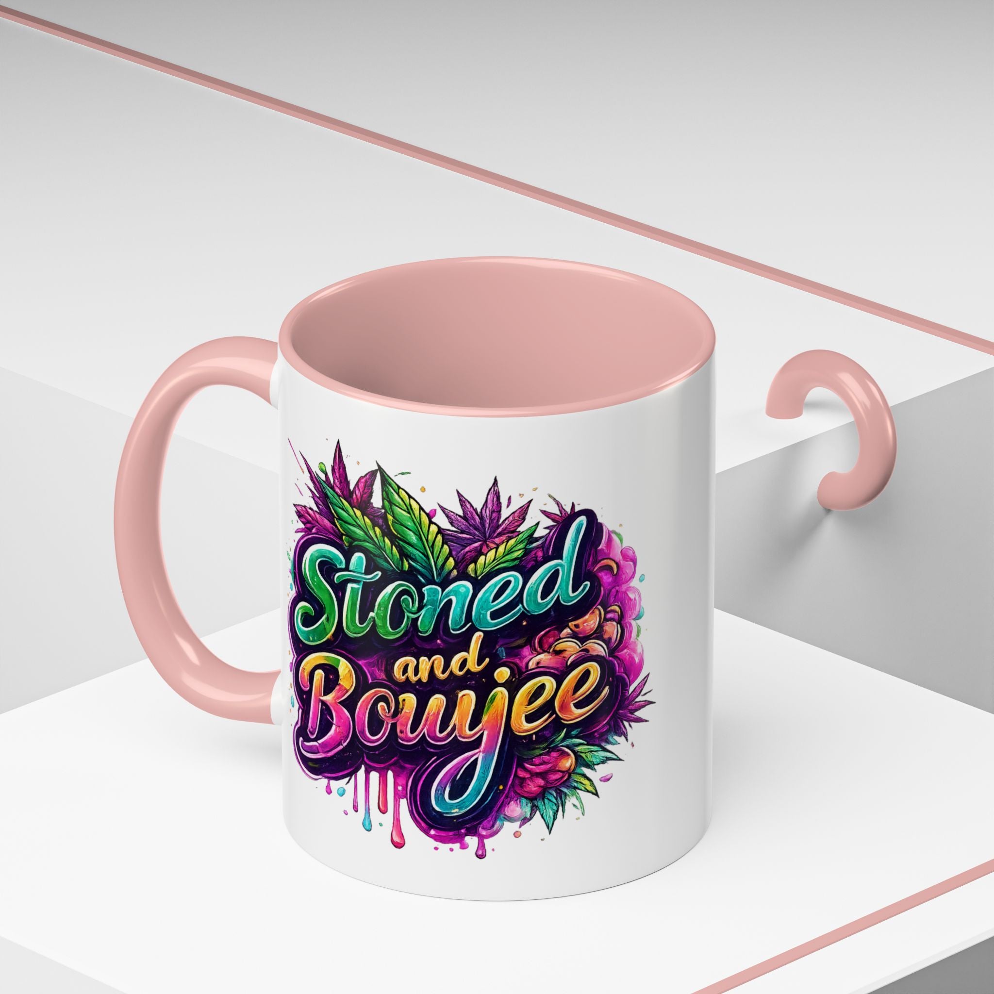 Accent Coffee Mug — "Stoned and Boujee" Colorful Cannabis Art