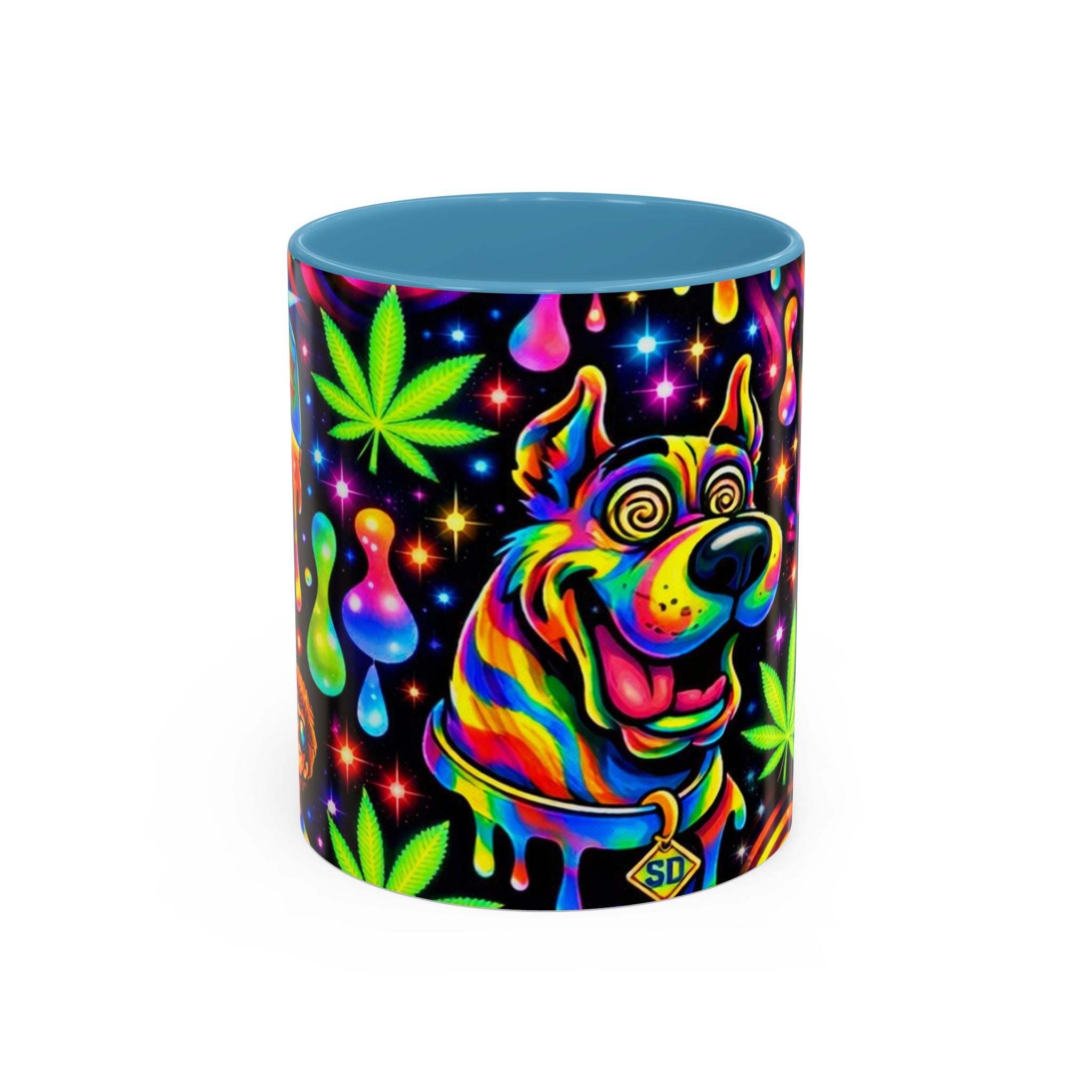 Psychedelic Dog Coffee Mug — Neon Trippy Marijuana Art 11/15oz Accent Mug