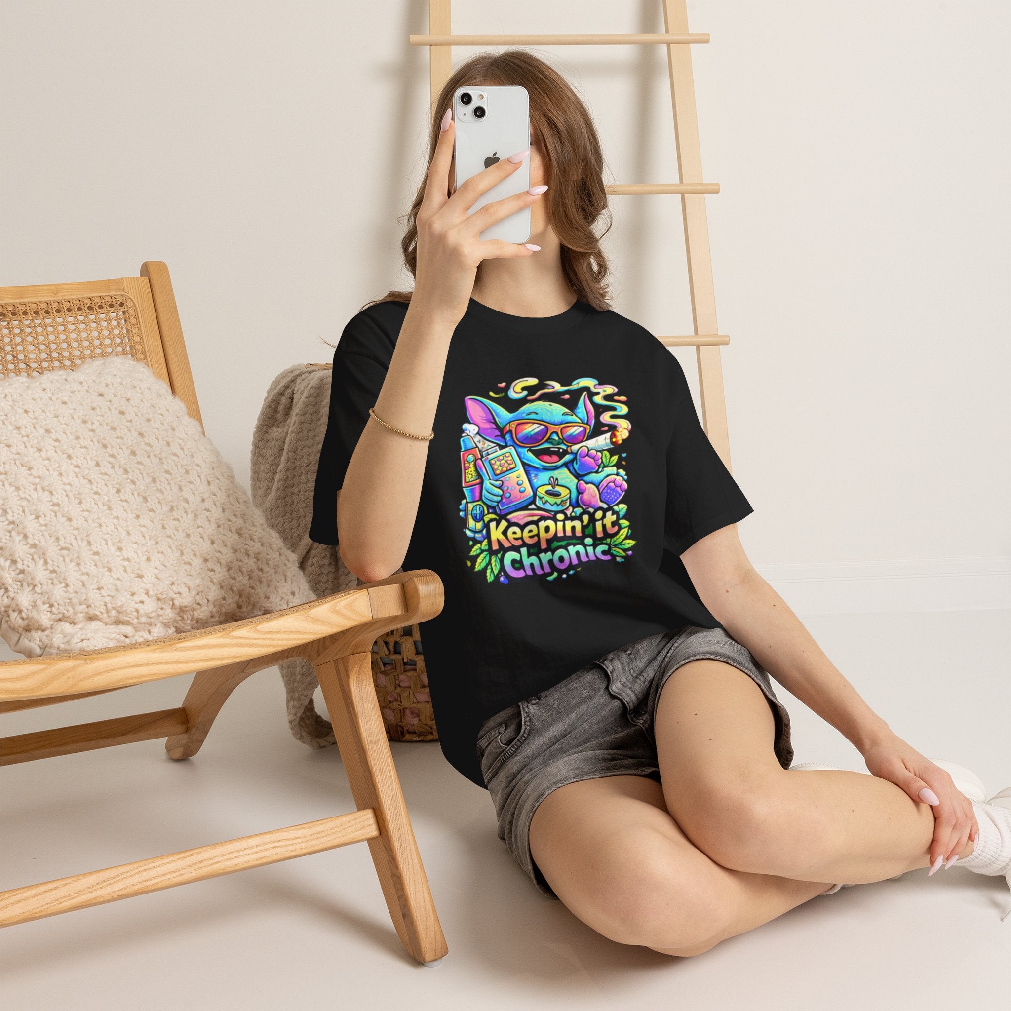 Keepin' It Chronic T-Shirt — Colorful Stoner Cat Graphic Tee