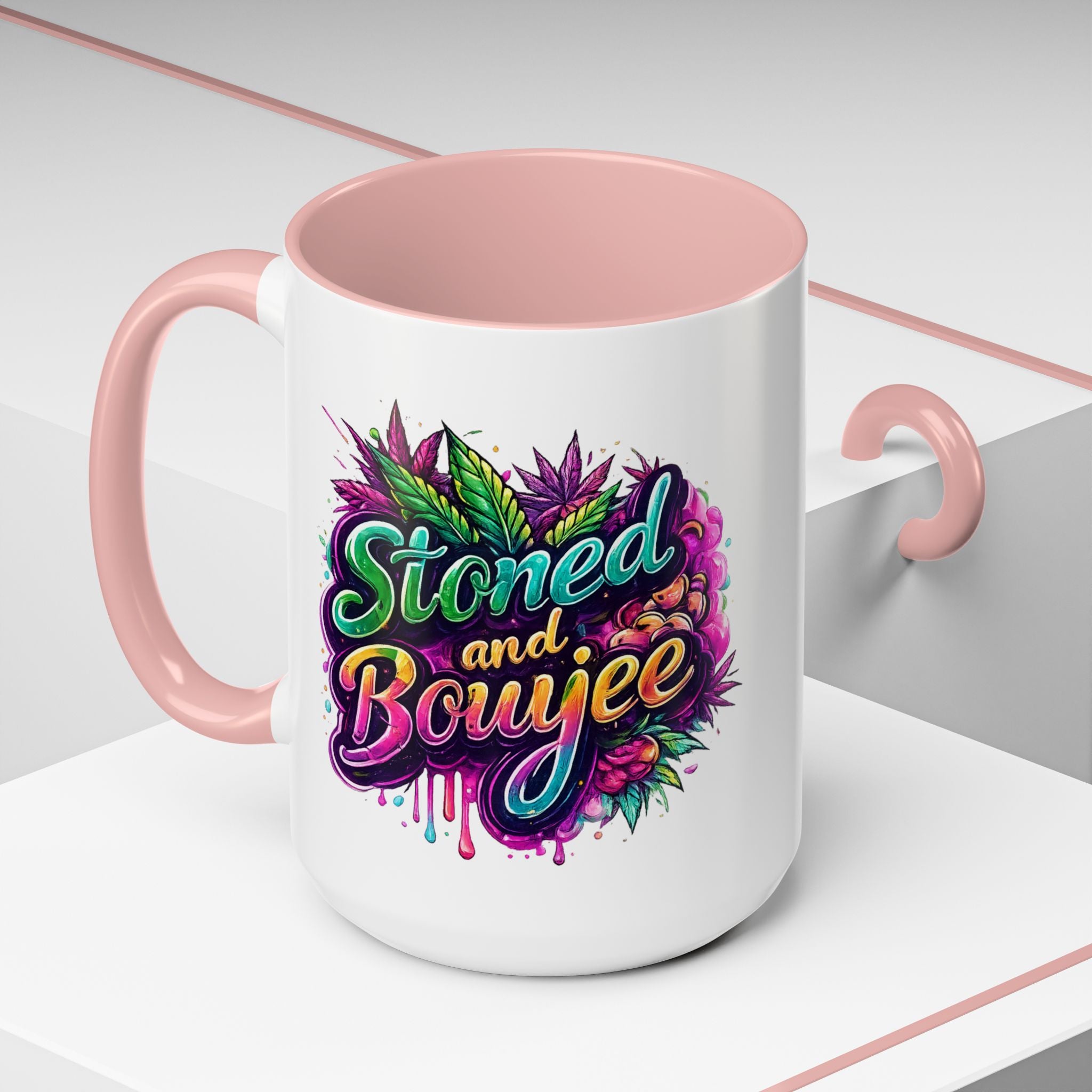 Accent Coffee Mug — "Stoned and Boujee" Colorful Cannabis Art