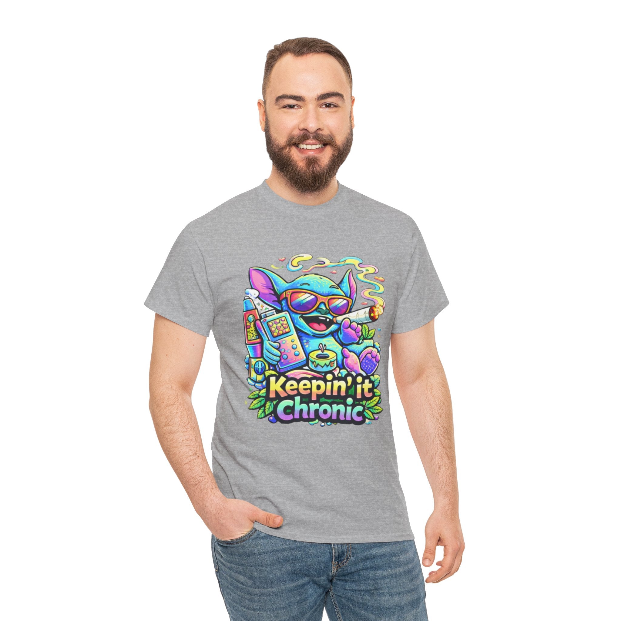Keepin' It Chronic T-Shirt — Colorful Stoner Cat Graphic Tee