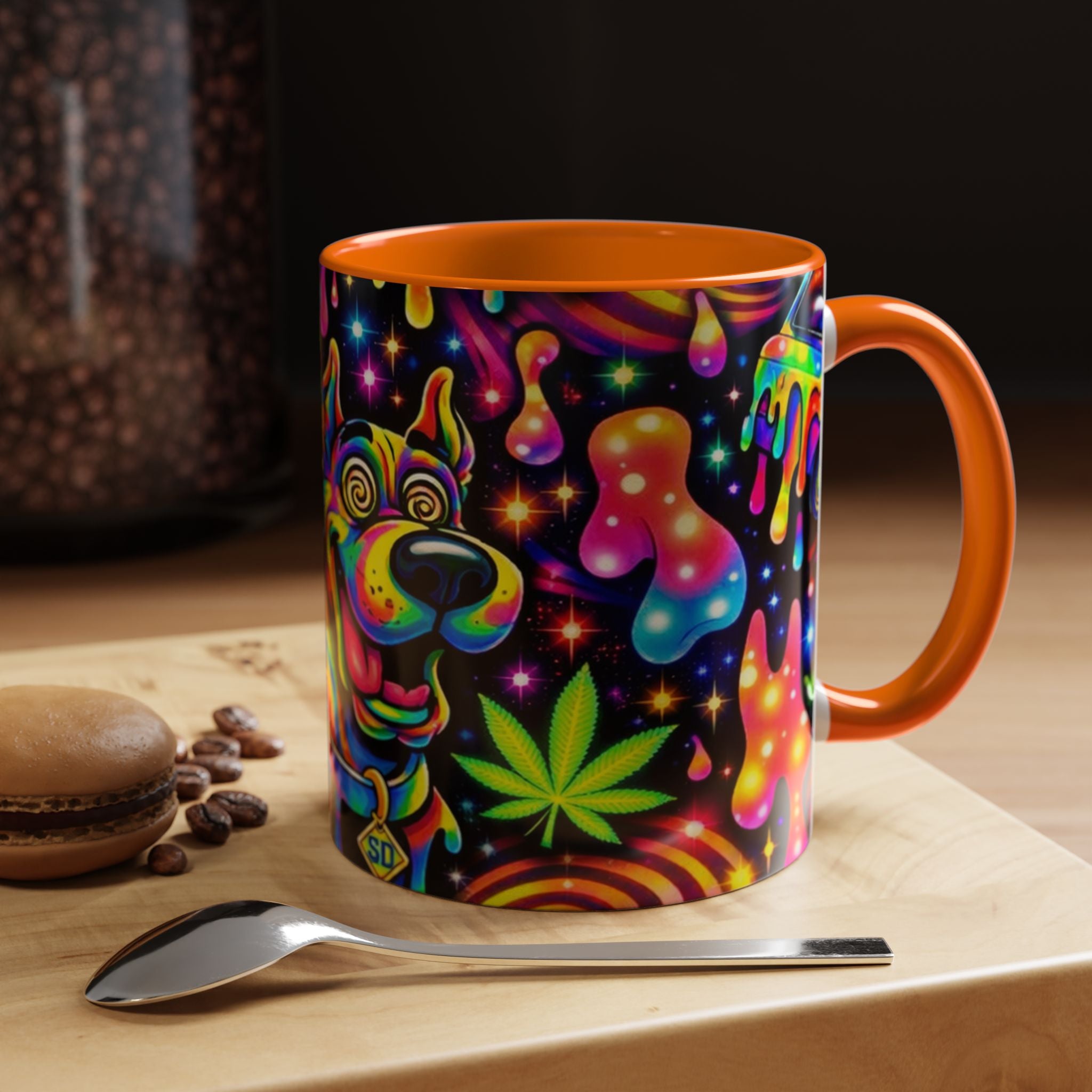 Psychedelic Dog Coffee Mug — Neon Trippy Marijuana Art 11/15oz Accent Mug