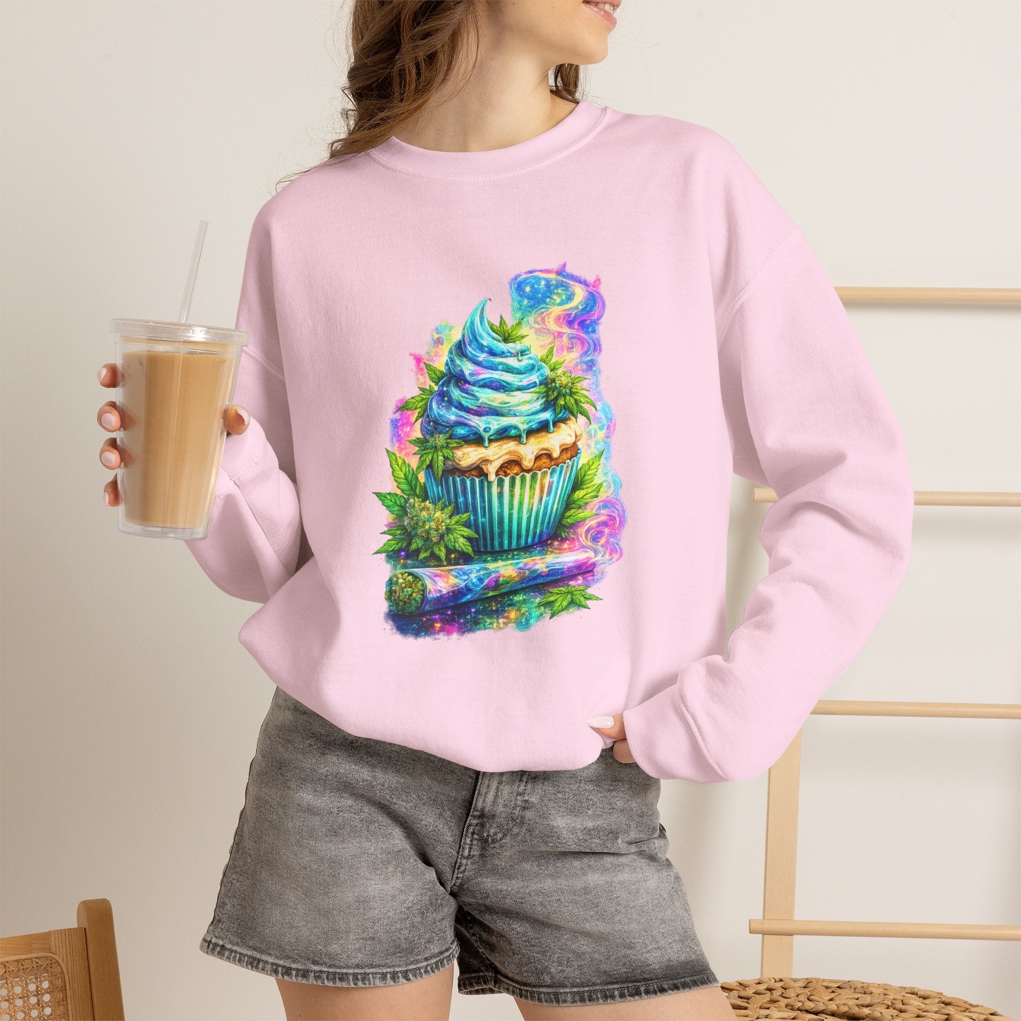 Cupcake Fantasy Sweatshirt – Colorful Psychedelic Bakery Art Crewneck