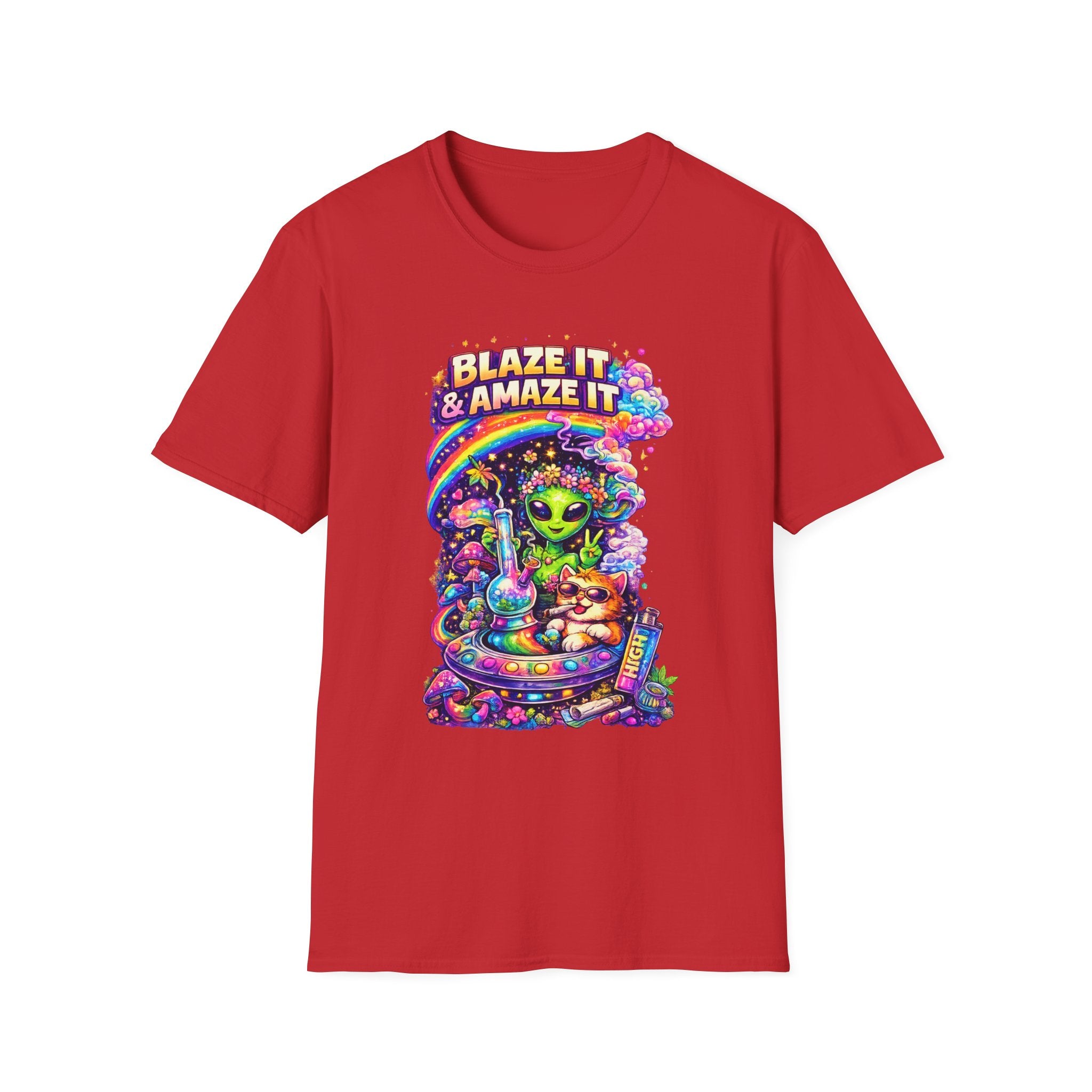 Alien Rainbow Tee - "Blaze It & Amaze It" Psychedelic Graphic T-Shirt