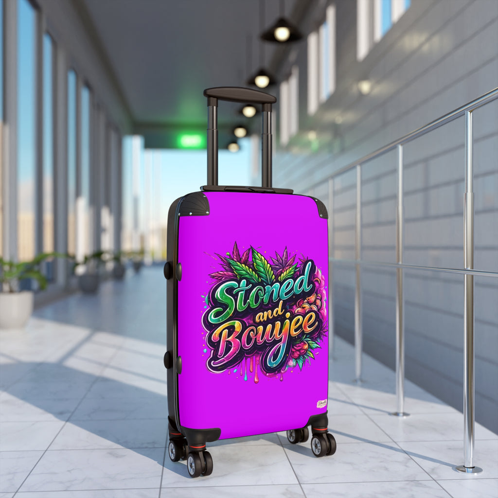 Stoned and Boujee Carry-On Suitcase – Colorful Cannabis Travel Luggage