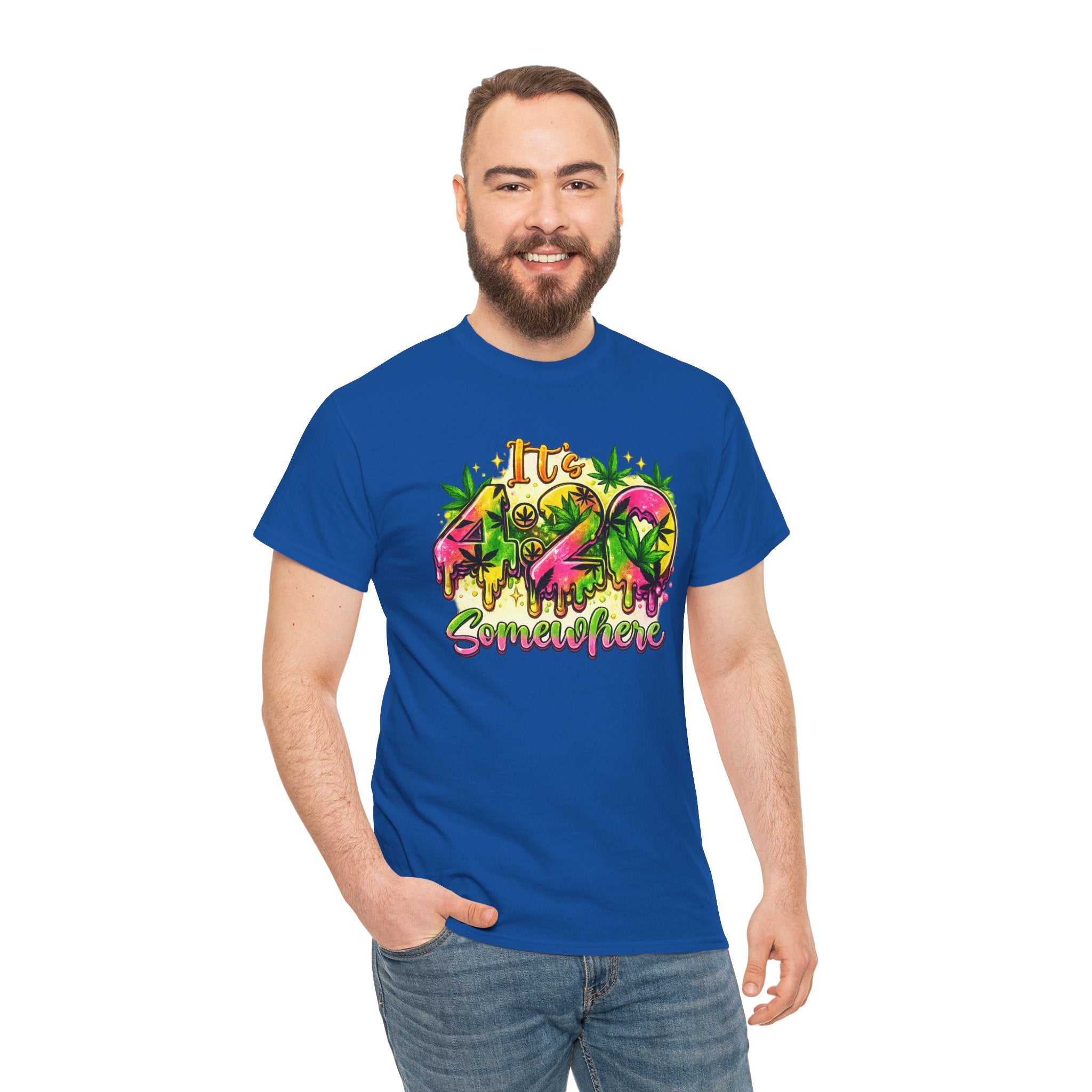 420 Somewhere T-Shirt — Retro Neon Cannabis Graphic Tee