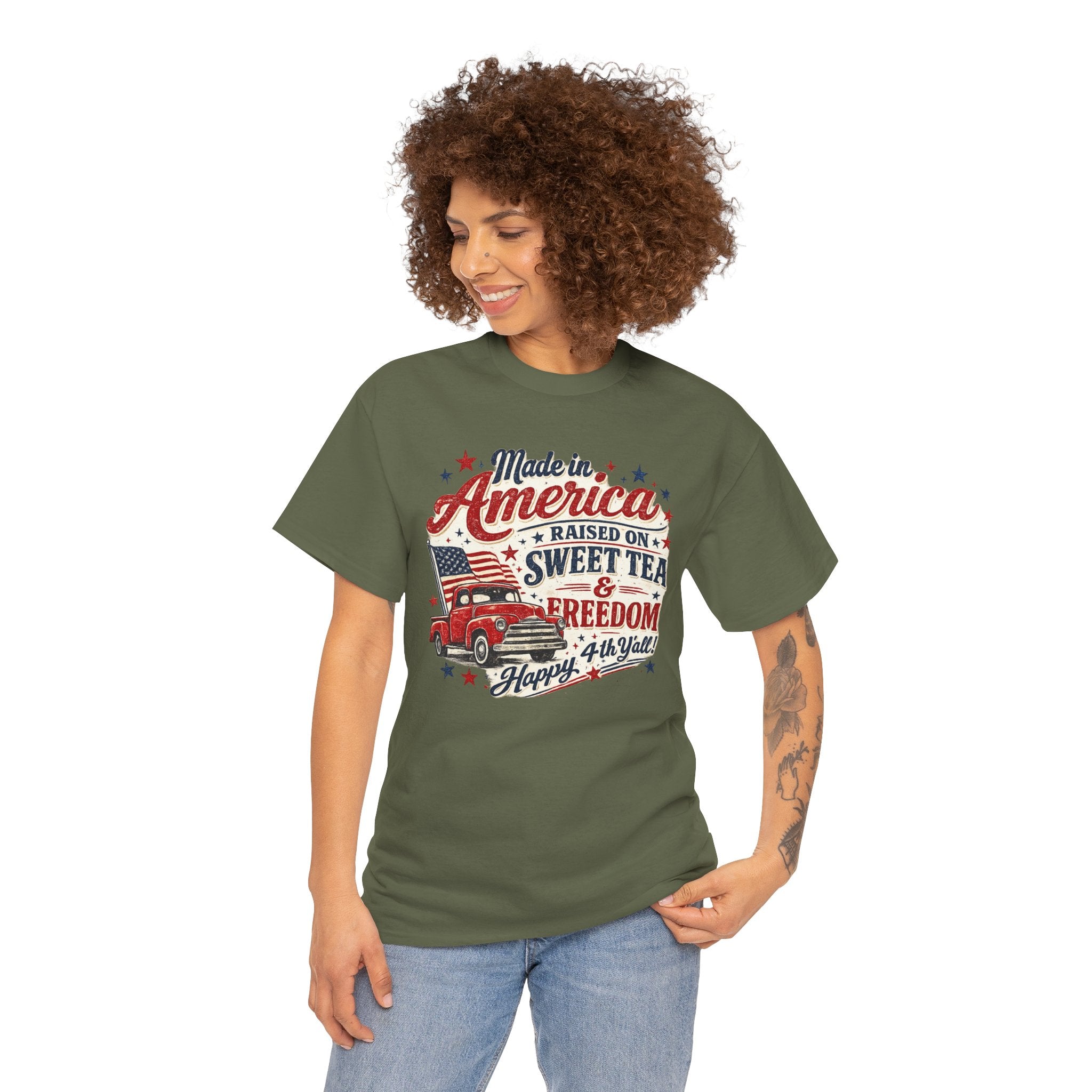Made in America Sweet Tea & Freedom T-Shirt — 4th of July Patriotic Tee