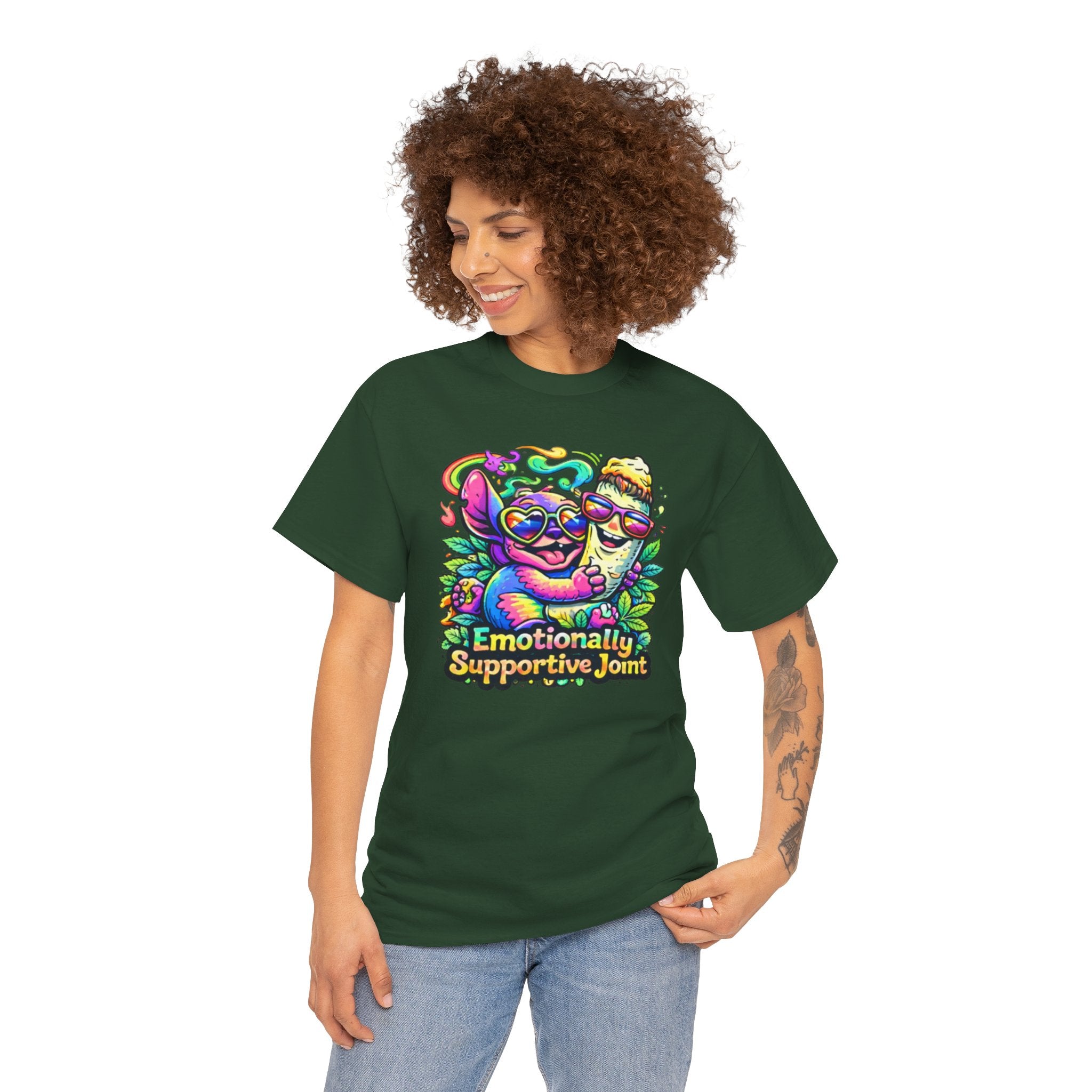 T-Shirt — "Emotionally Supportive Joint" Colorful Sloth & Ice Cream Graphic Tee