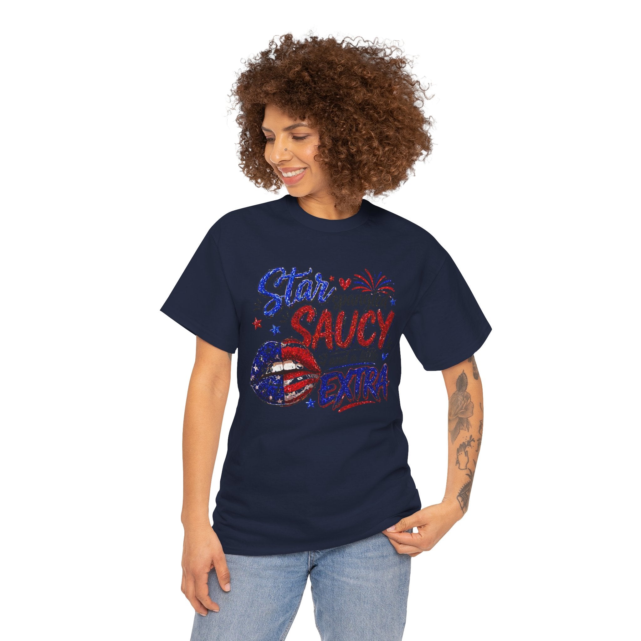 Patriotic “Star-Spangled Saucy & a Little Extra” Tee