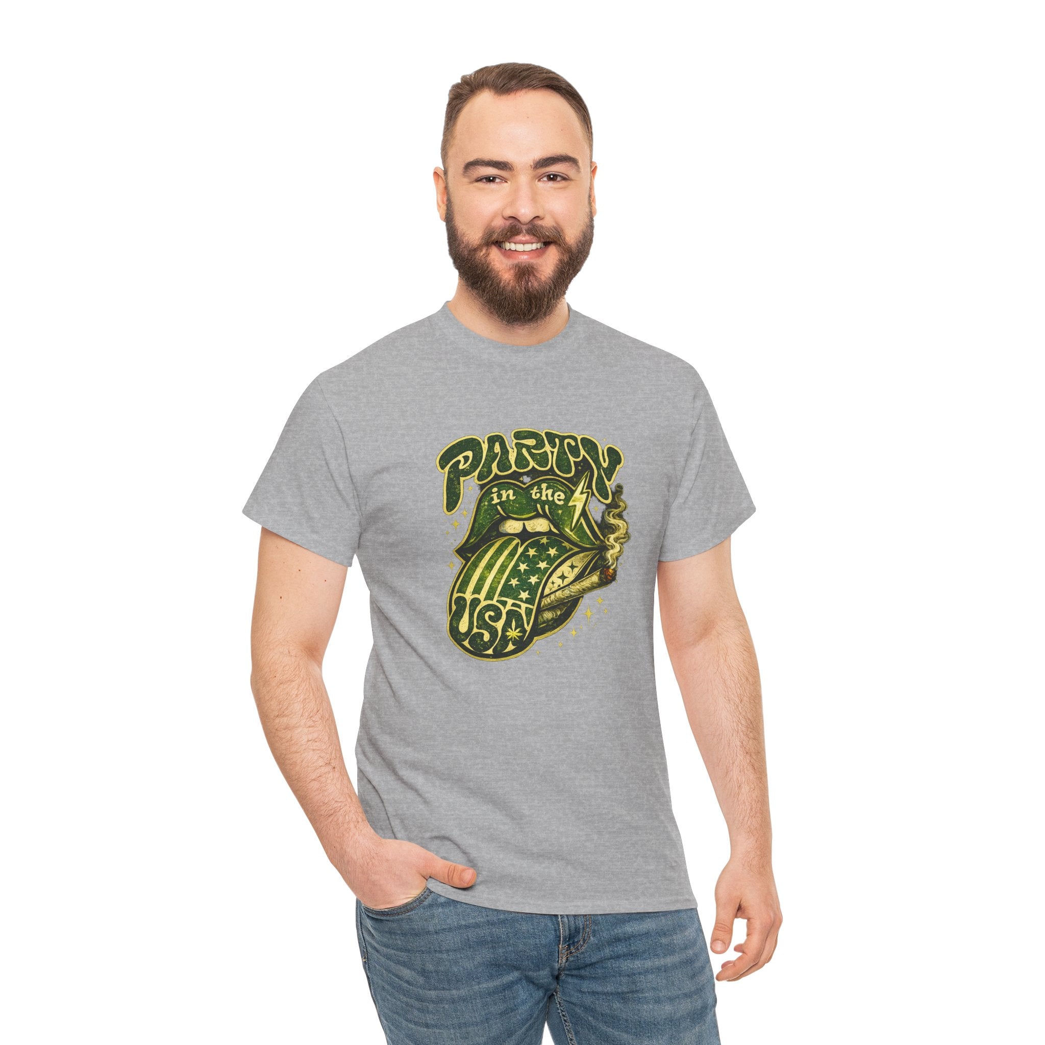 Party in the USA Graphic T-Shirt – Retro Rolling Tongue Design