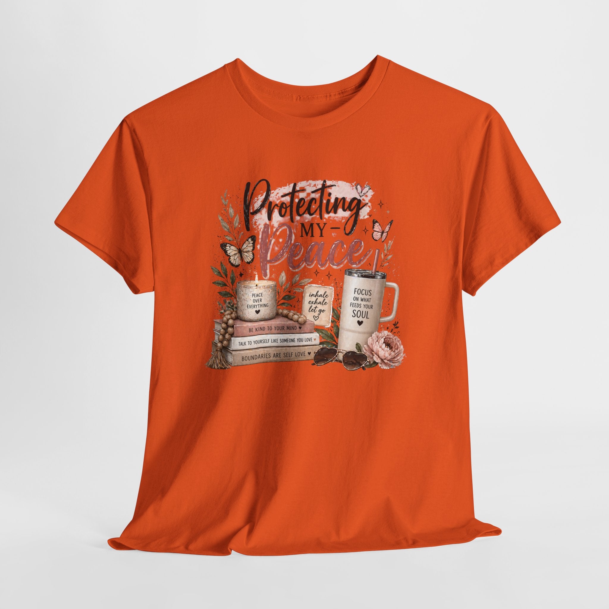 Protecting My Peace T-Shirt — Cozy Floral Coffee & Book Graphic Tee