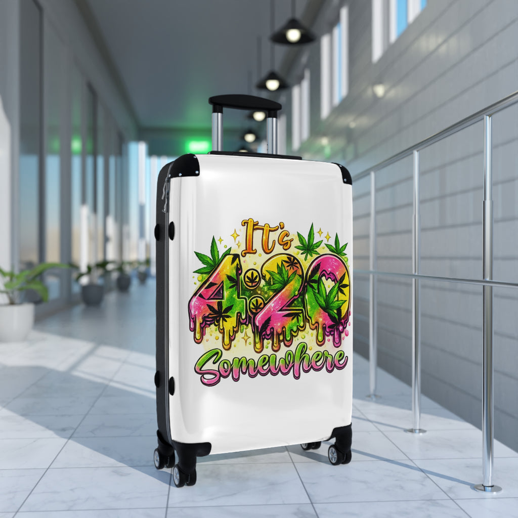 Suitcase — "It's 420 Somewhere" Travel Carry-On with Colorful Cannabis Design