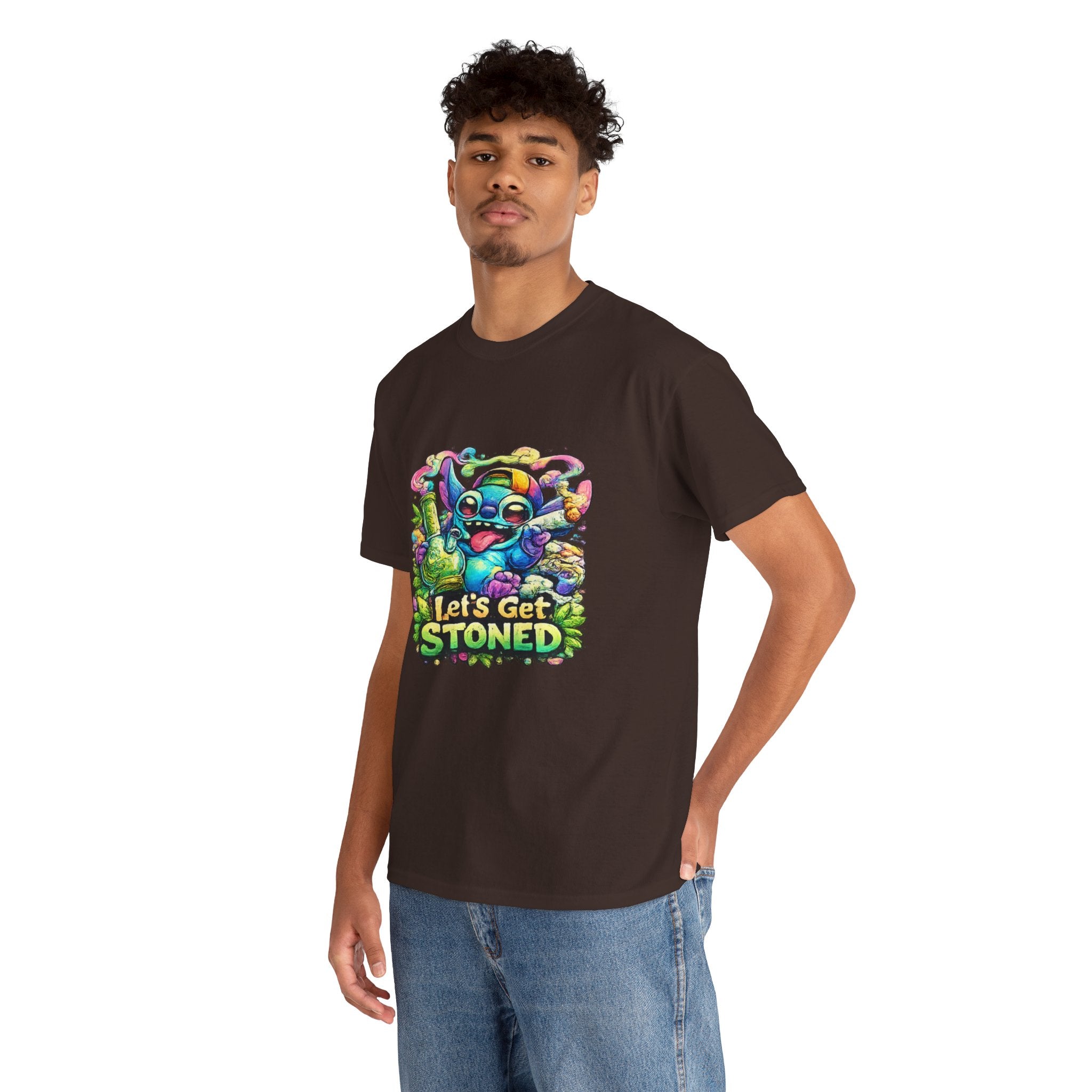 Let's Get Stoned T-Shirt — Colorful Trippy Alien Cannabis Tee