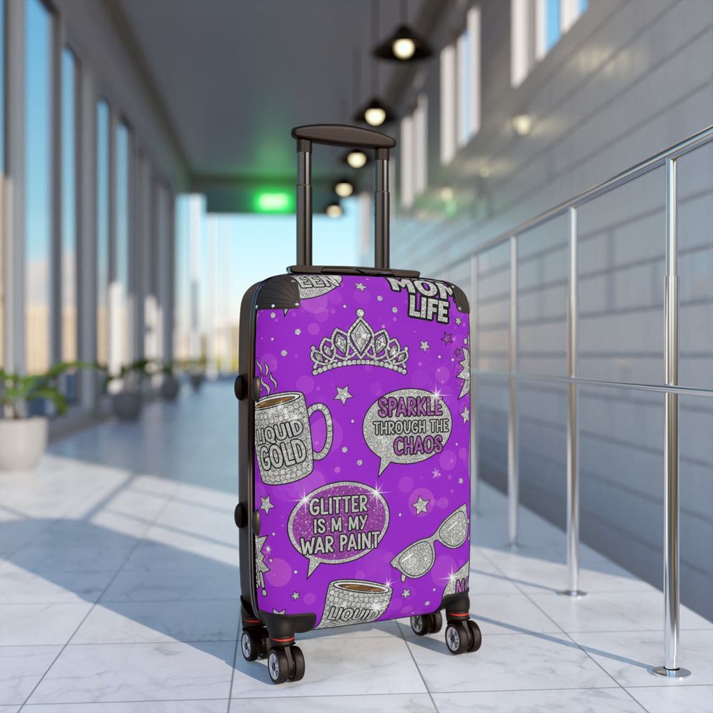 Purple Glitter Travel Suitcase – "Glitter Is My War Paint" Carry-On