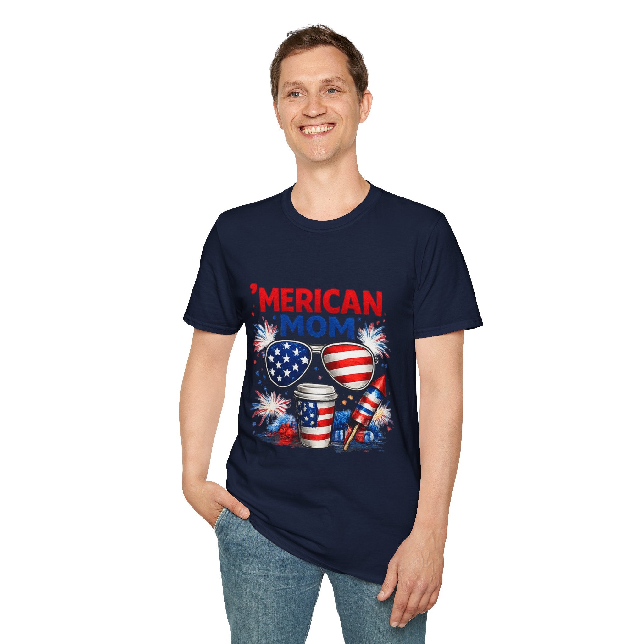 'Merican Mom T-Shirt — Patriotic 4th of July Graphic Tee for Moms