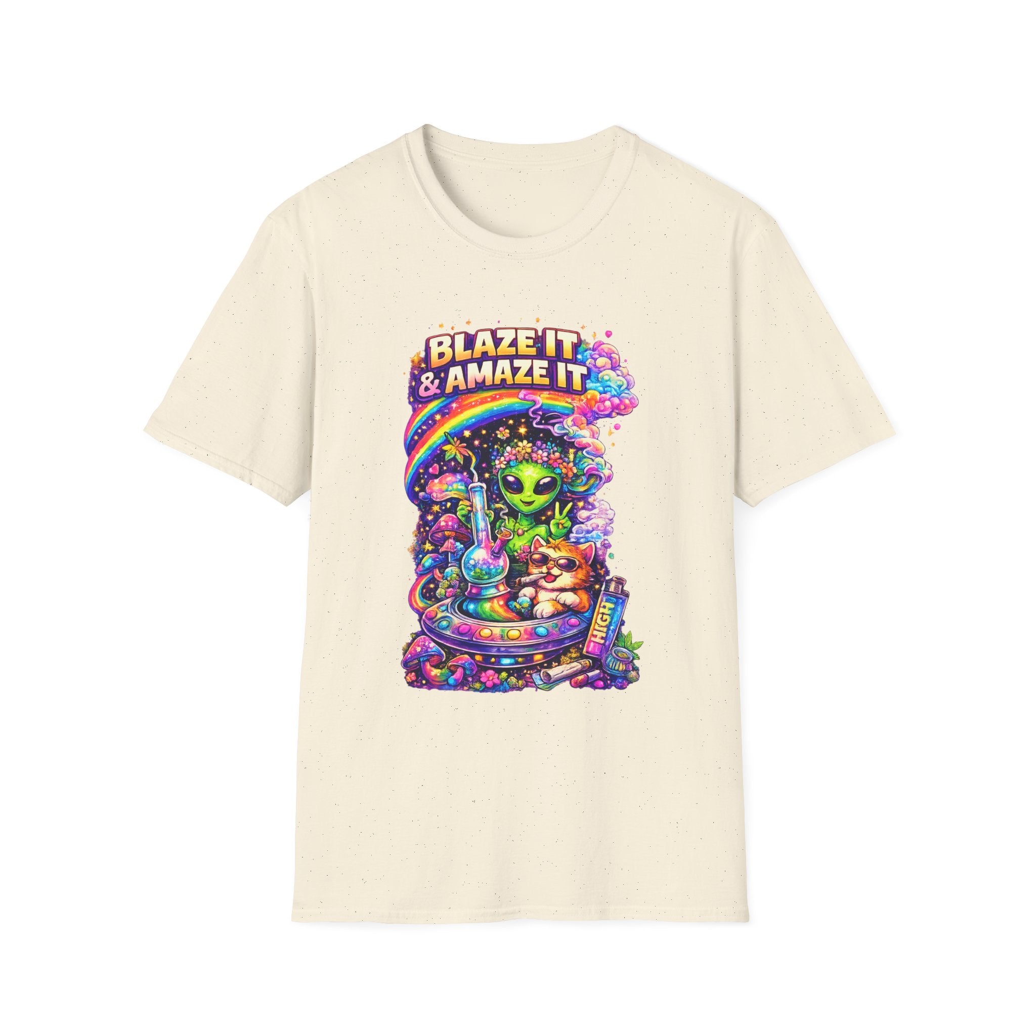 Alien Rainbow Tee - "Blaze It & Amaze It" Psychedelic Graphic T-Shirt