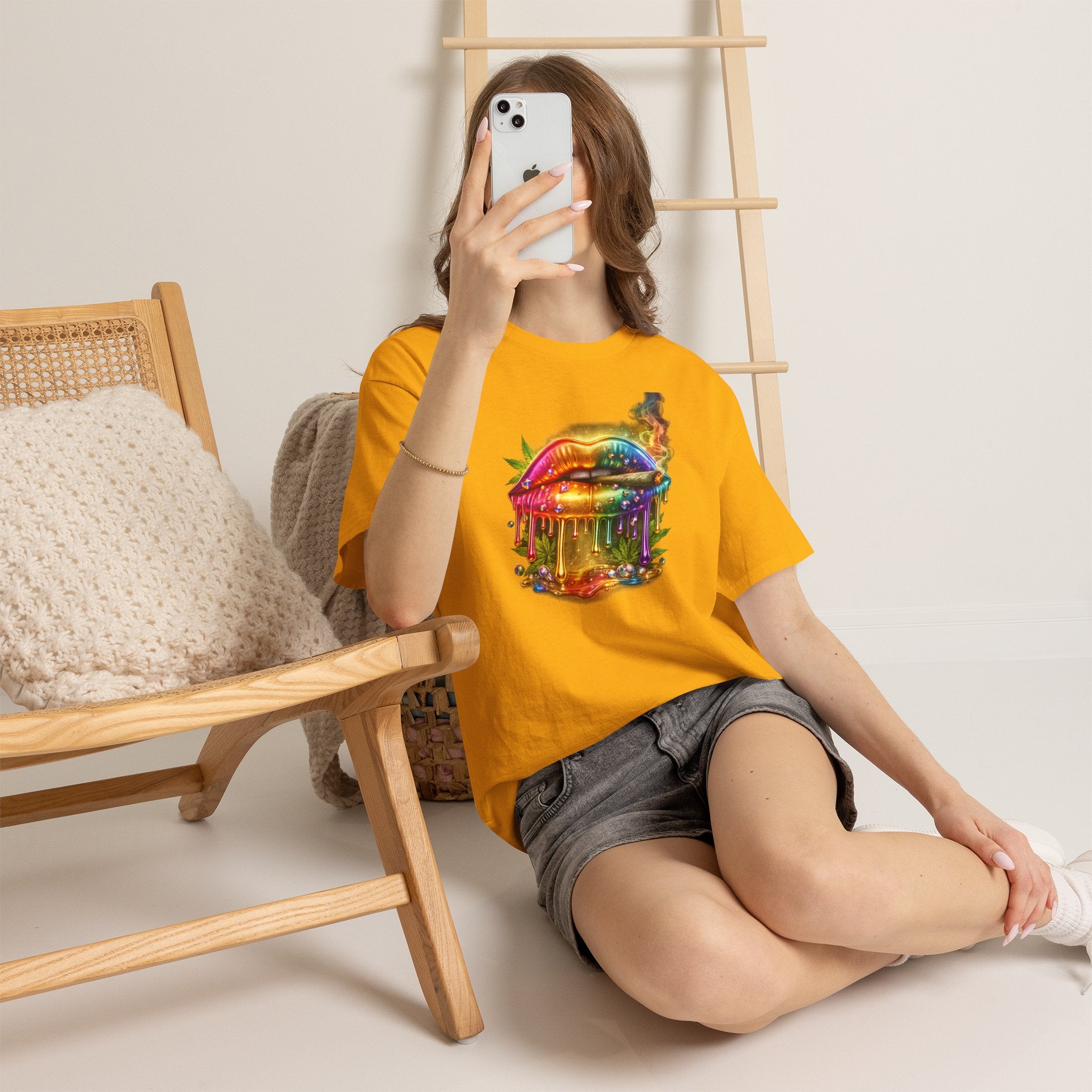 Rainbow Drip Lips T-Shirt — Neon Melting Lip Art Tee