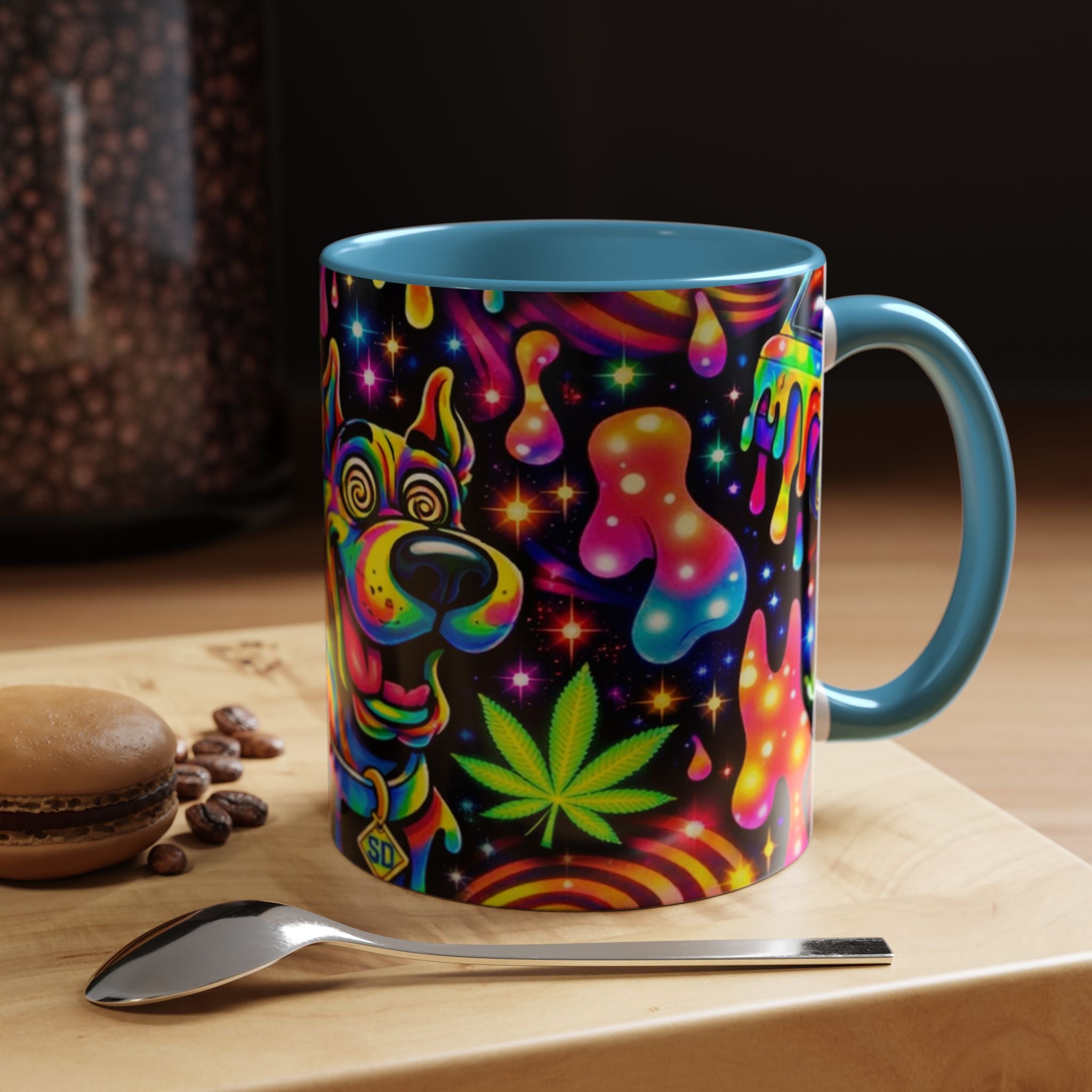 Psychedelic Dog Coffee Mug — Neon Trippy Marijuana Art 11/15oz Accent Mug