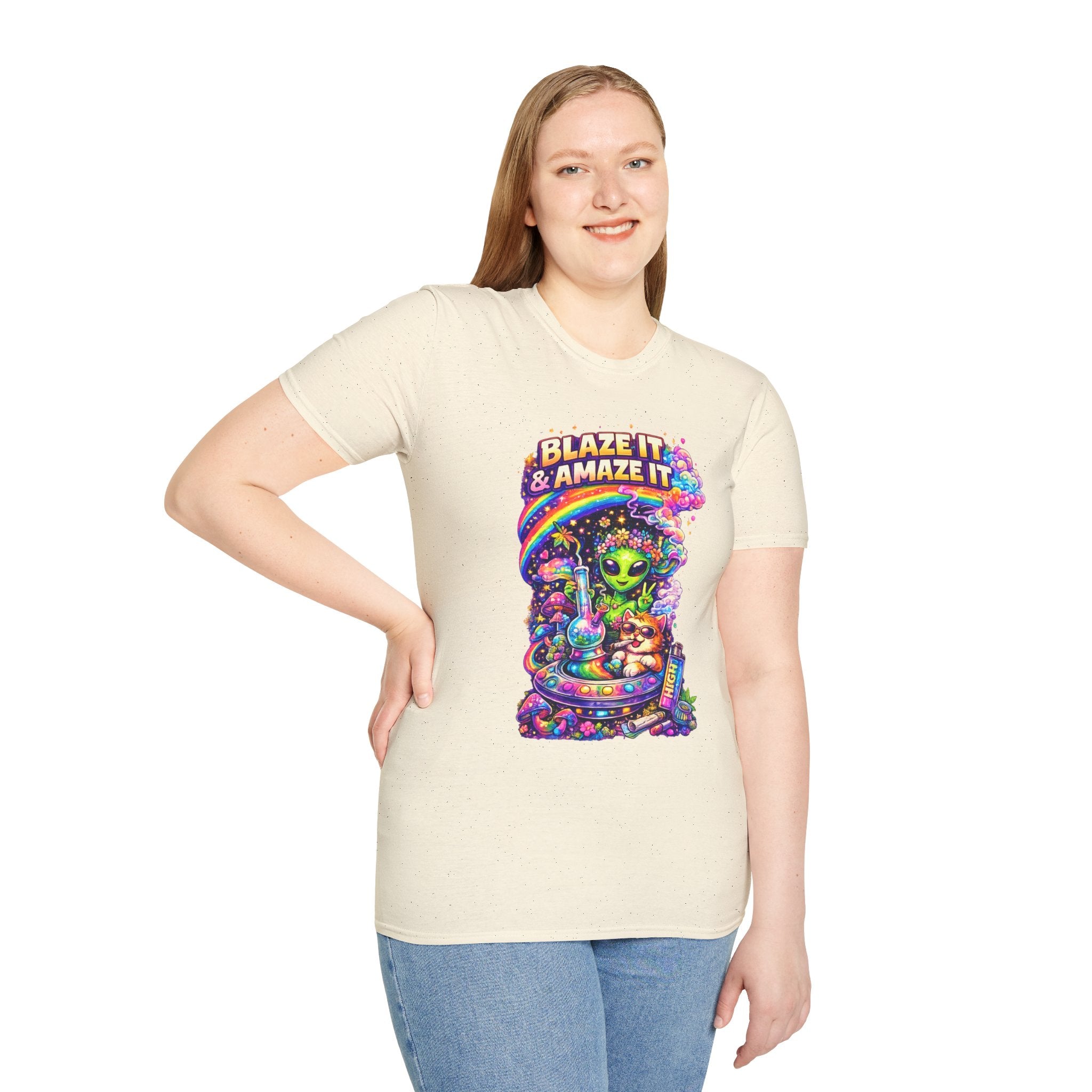 Alien Rainbow Tee - "Blaze It & Amaze It" Psychedelic Graphic T-Shirt