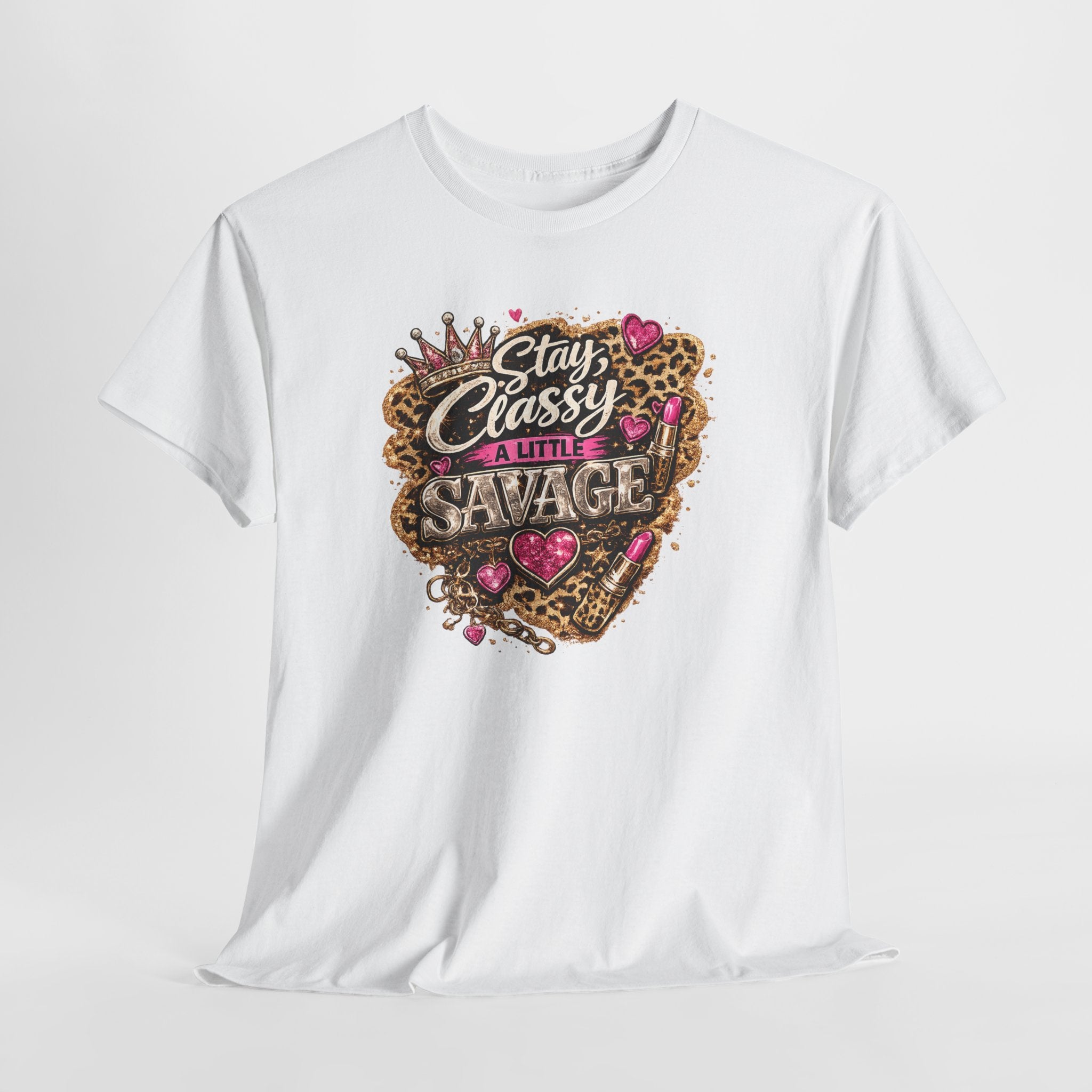 Stay Classy a Little Savage Tee — Leopard Heart Graphic T-Shirt
