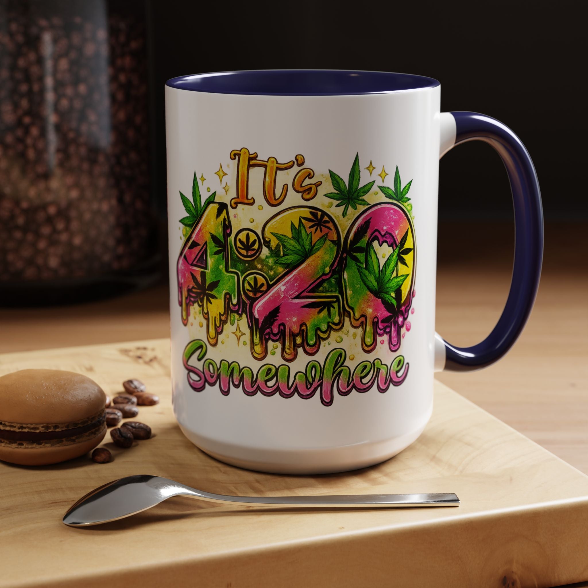 420 Coffee Mug — "It's 420 Somewhere" Accent Tea Cup, Weed-Themed Stoner Gift
