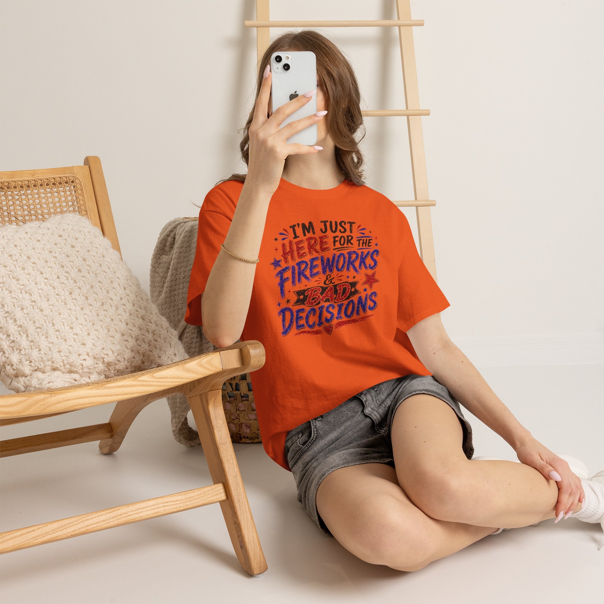 Patriotic 'I'm Just Here for the Fireworks & Bad Decisions' Tee