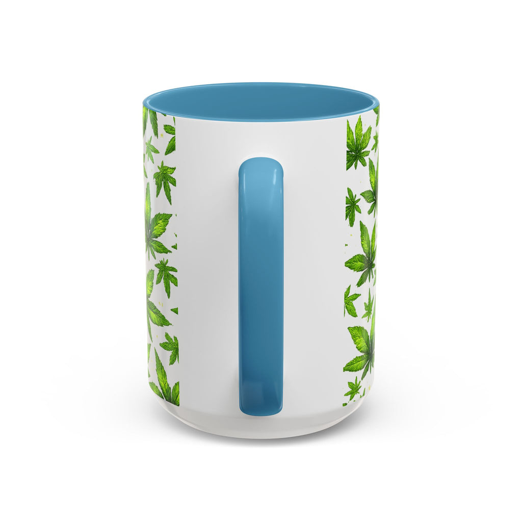 Cannabis Leaf Pattern Accent Coffee Mug – 11/15oz Ceramic
