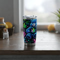 Neon Psychedelic Bear 20oz Tumbler — Vaporwave Travel Cup with Retro Cannabis Art